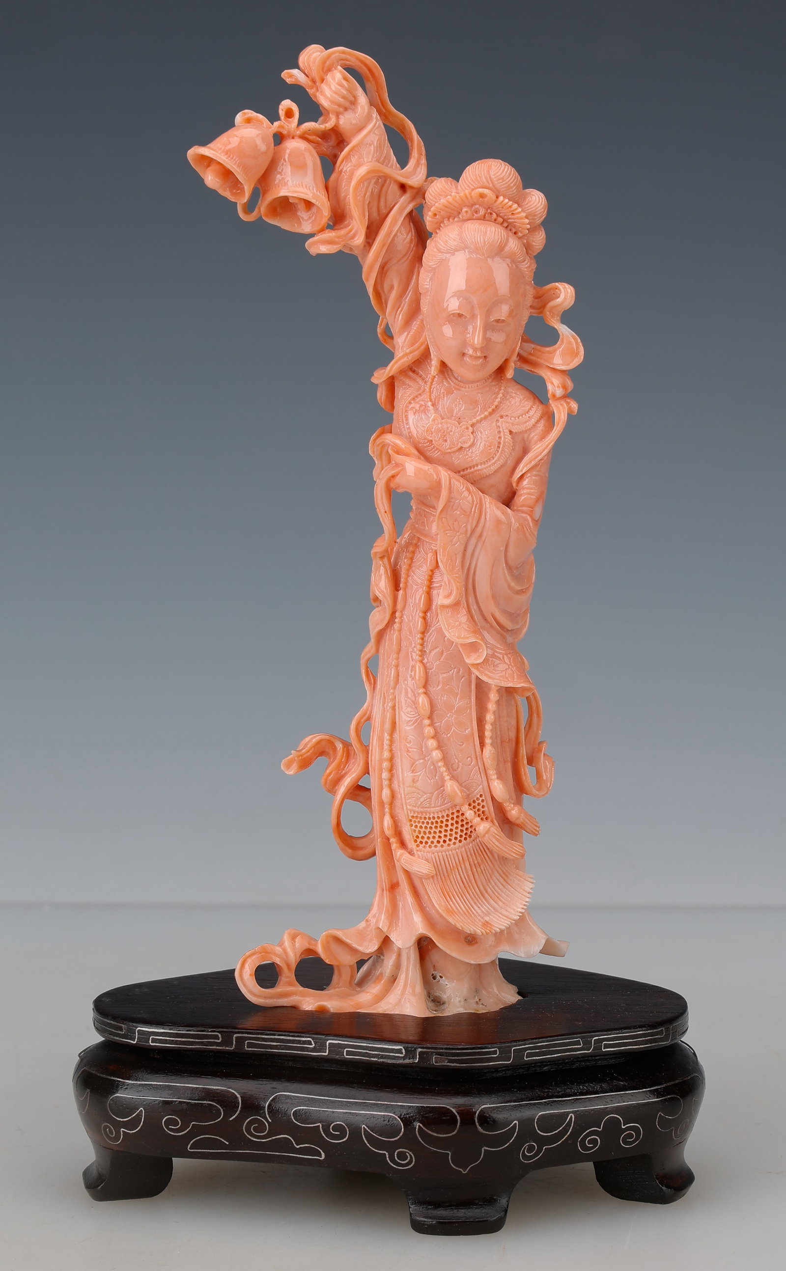 Carved Coral Figure of Guanyin, H: 7" (18 cm) (1 of 5)