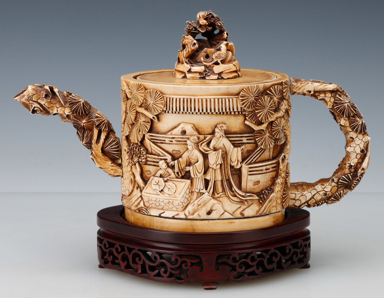 Chinese Export Carved Teapot, Qing Dynasty To Early Republic Period 1880-1930 (1 of 6)