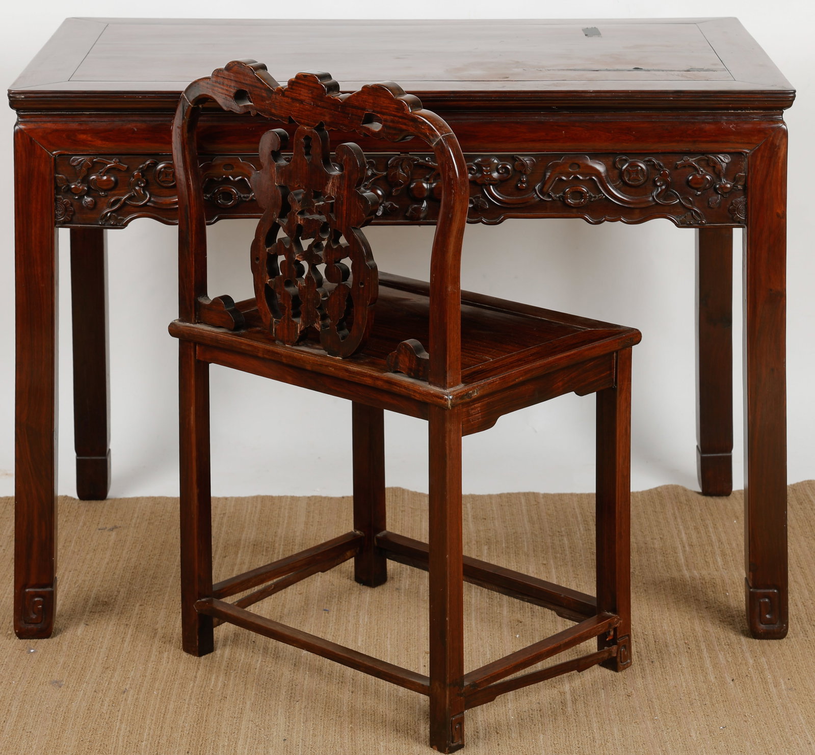 Chinese Carved Rosewood Desk And Chair, 19th Century, C.T. Loo's Personal Desk and Chair (1 of 7)