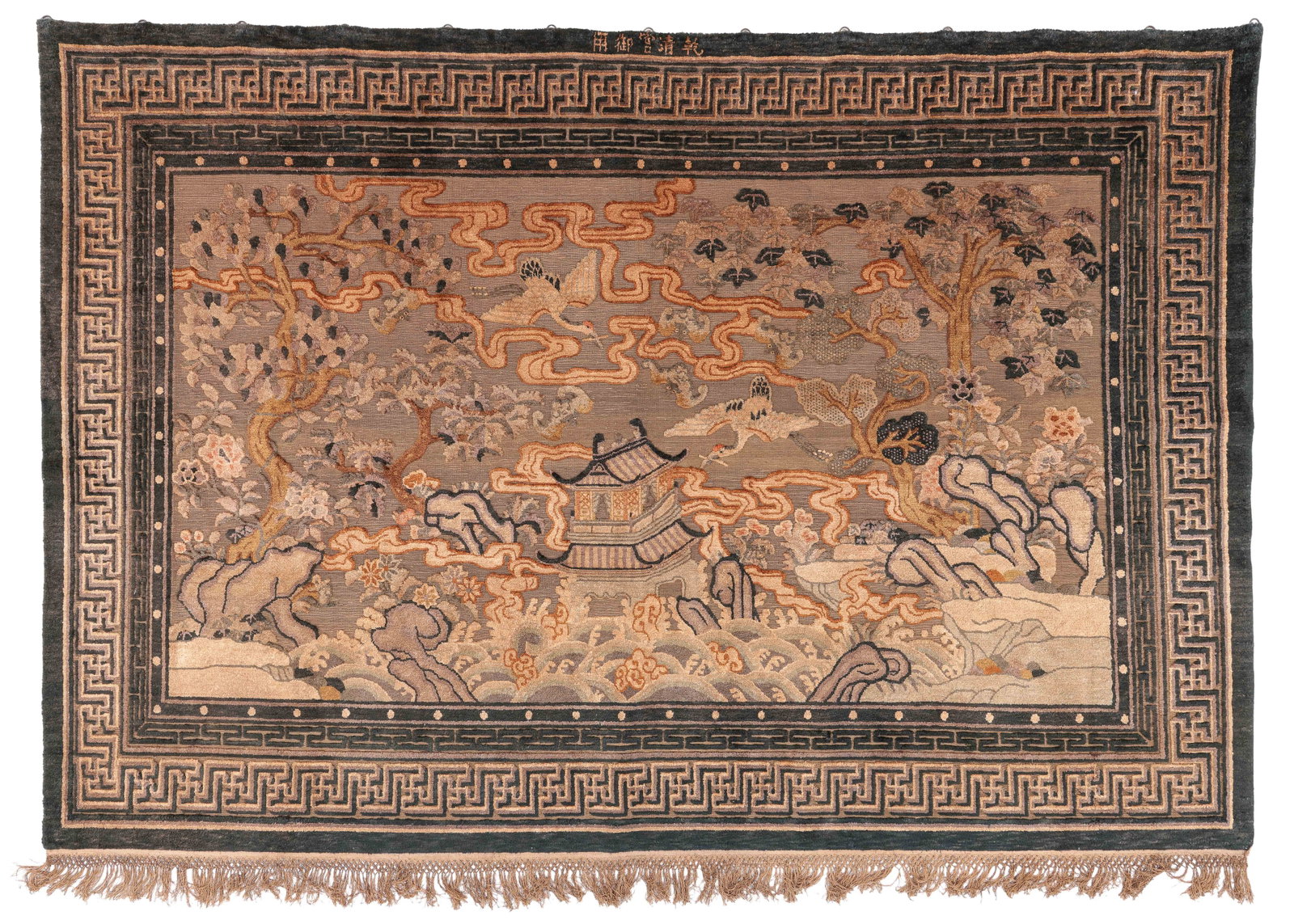 A Fine and Very Rare Imperial Chinese Silk and Metal Thread Souf Hanging Rug, 18th C., 9'3" x 6'4" (1 of 13)