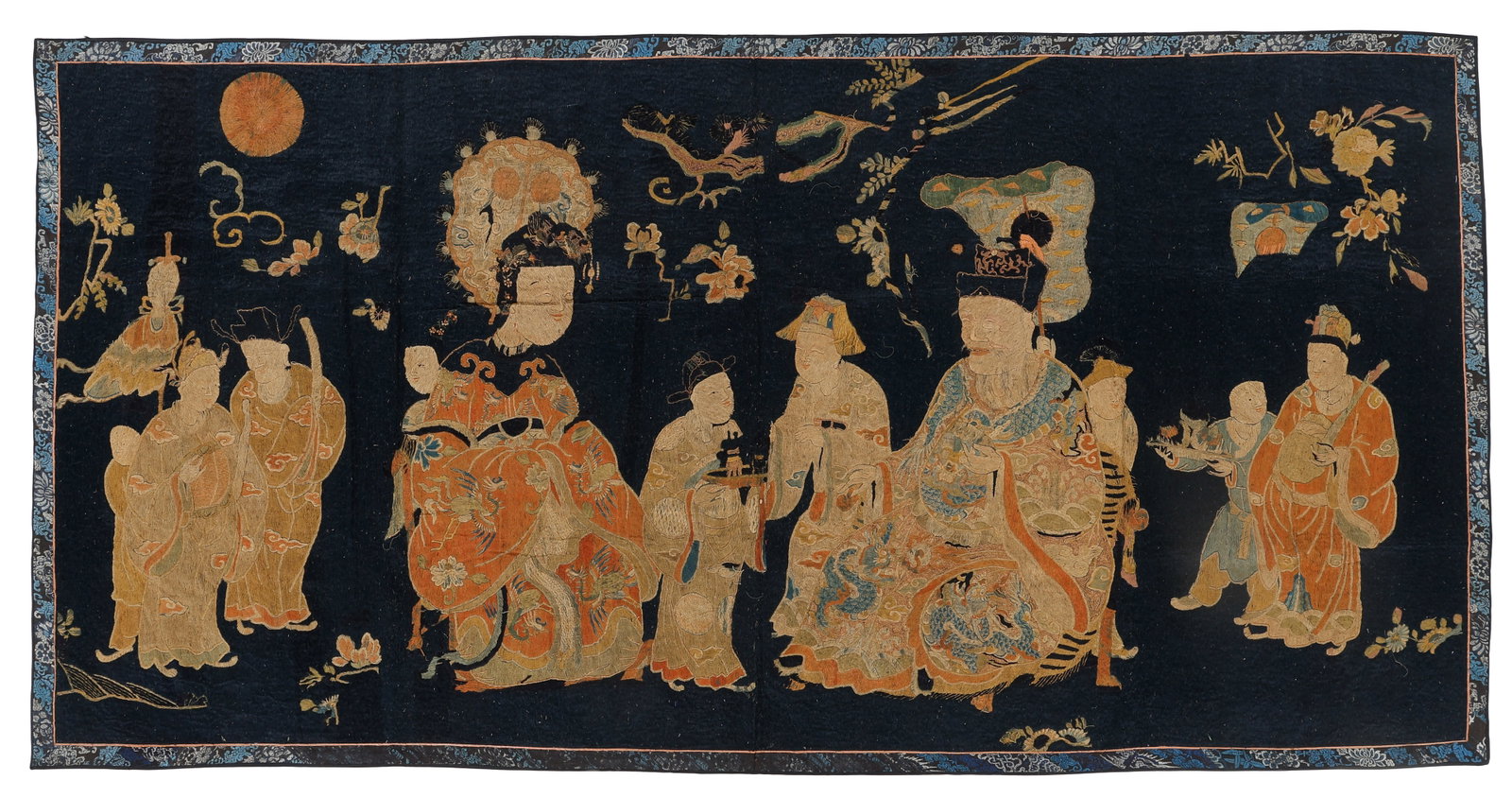 Chinese Silk Embroidered Hanging of Genre Scene, Qing Dynasty (1 of 5)