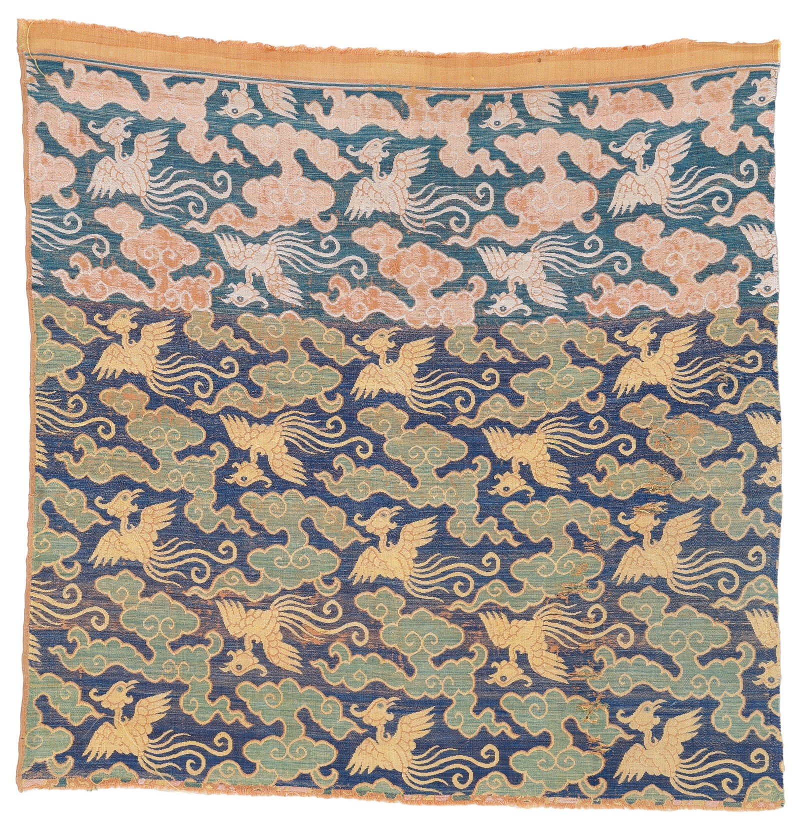 A Rare Cloud and Phoenix Pattern Kesi Panel, Late Ming Dynasty (1 of 3)