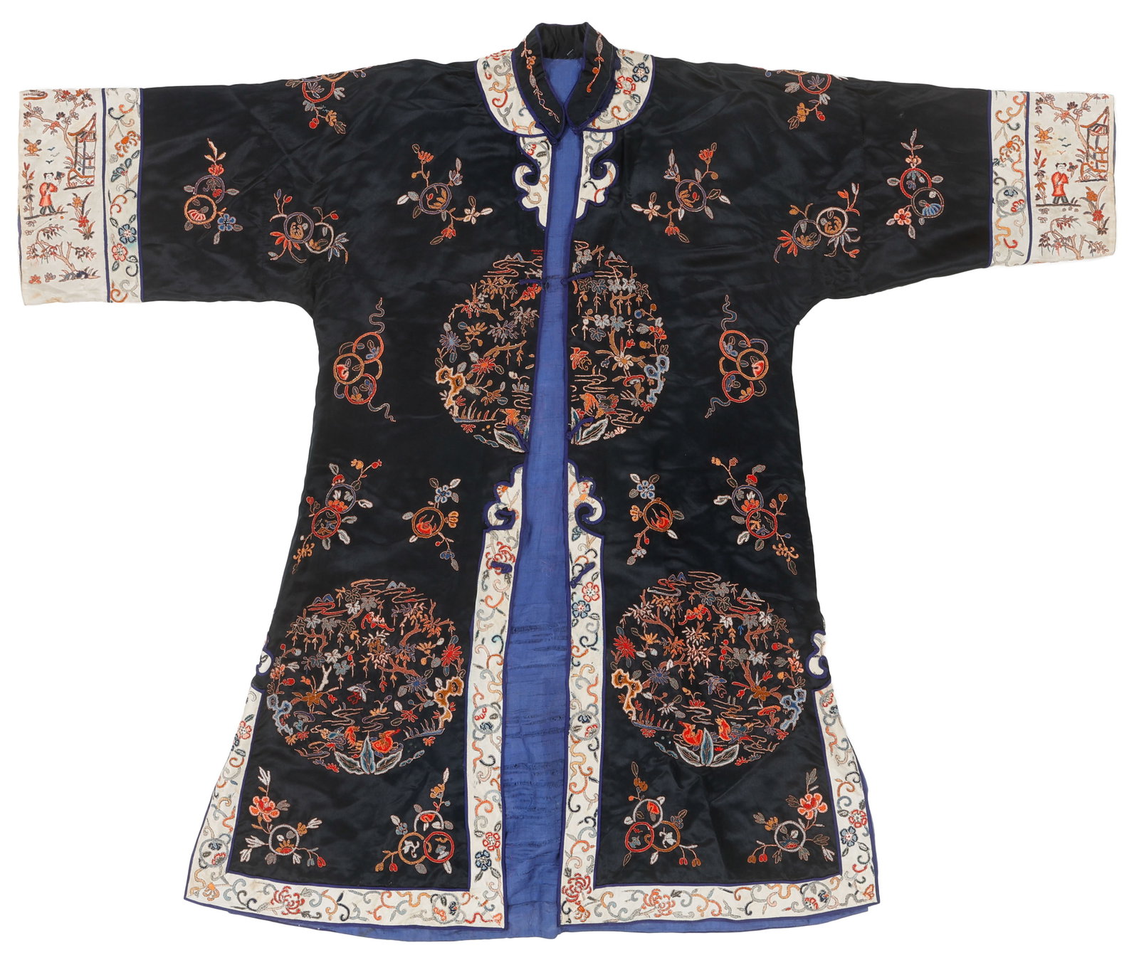 Chinese Silk Embroidered Robe for Export Market, Early 20th C. (1 of 3)