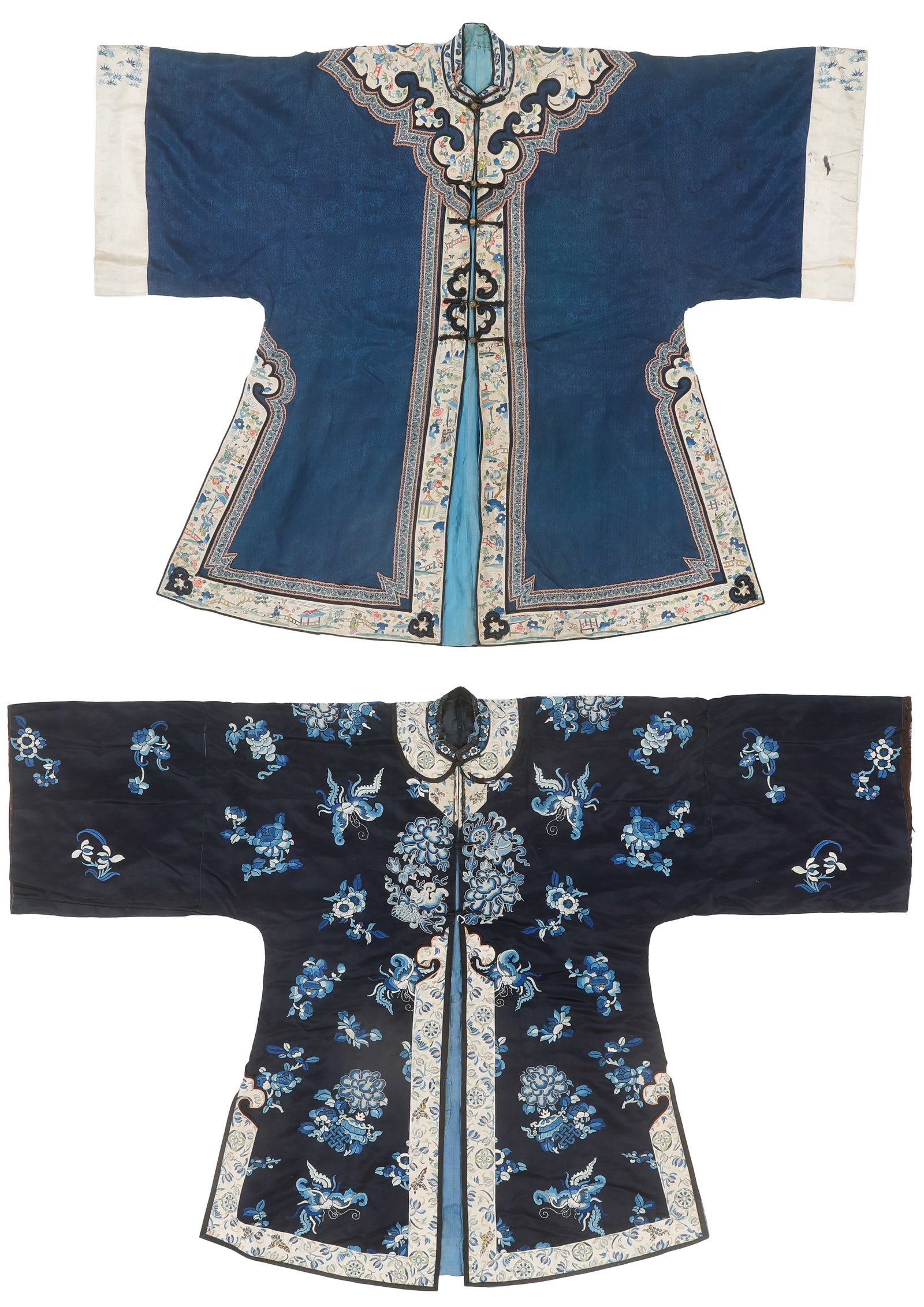 Chinese Silk Embroidered Surcoat and Woman's Robe, Late Qing Dynasty (1 of 3)