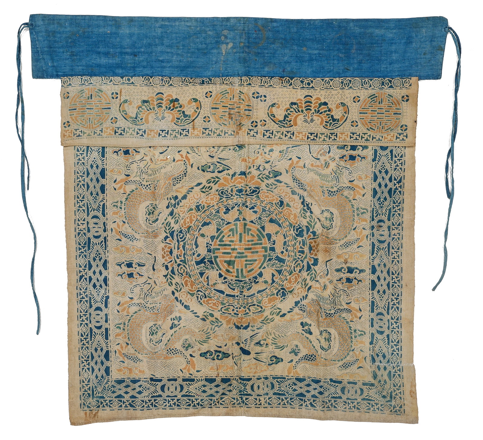 Chinese Stenciled Altar Table Skirt, Qing Period (1 of 3)