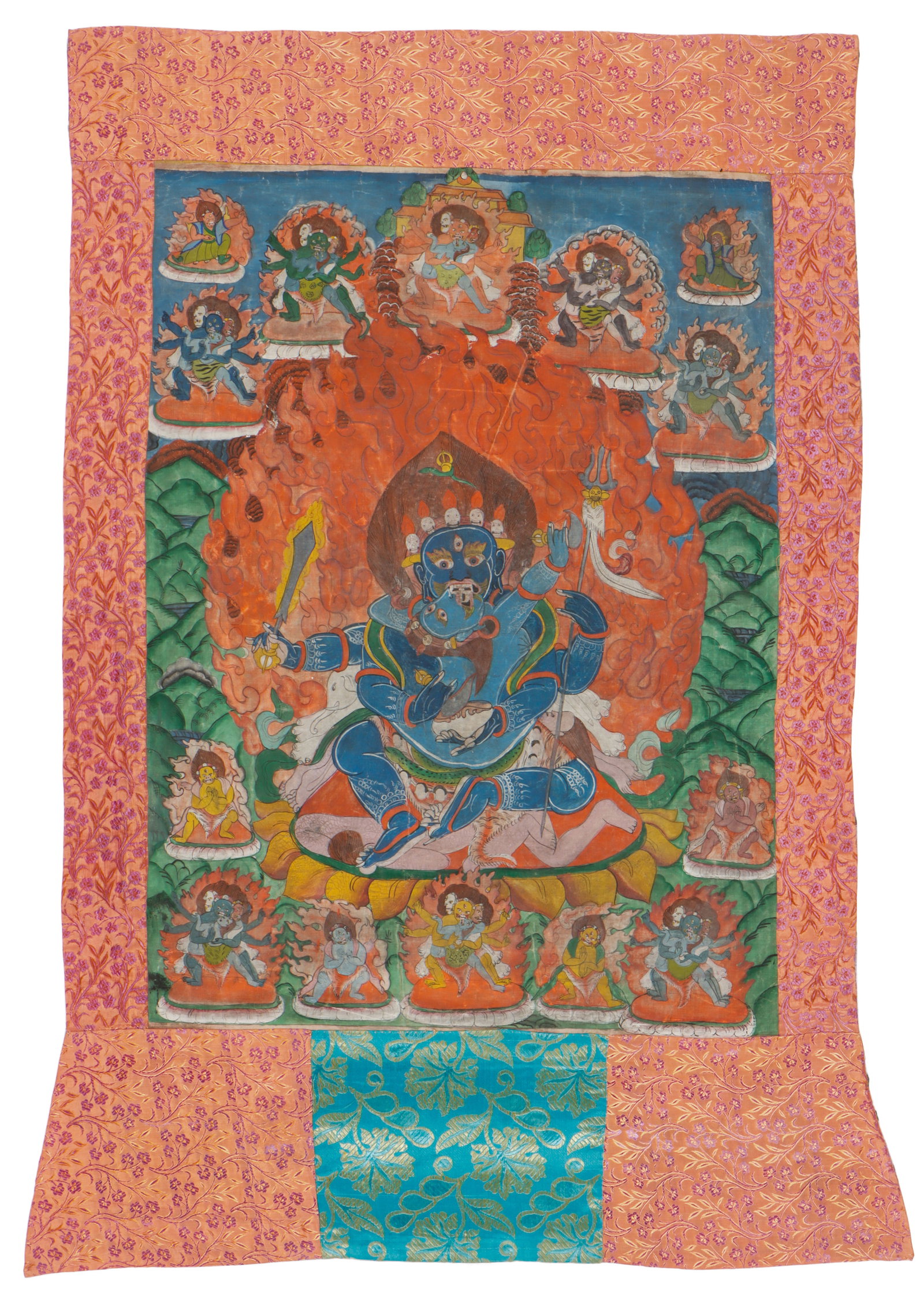 Tibetan Thangka Of Wrathful Tantric Deity in Yab-Yum, 19th Century or earlier (1 of 3)