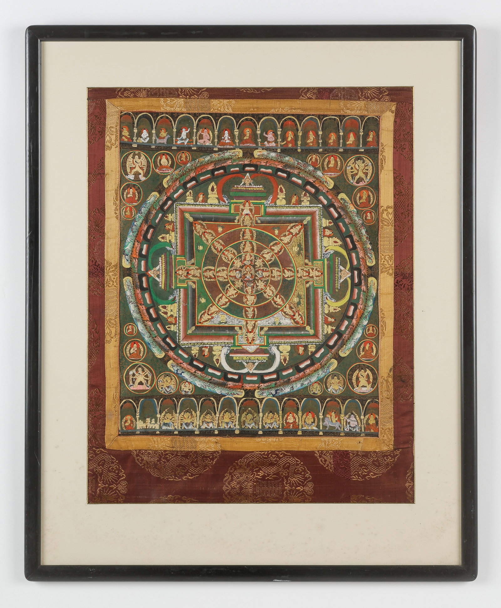 Tibetan Buddhist Mandala Thangka, Late 19th/Early 20th C., 26" x 20" (1 of 2)