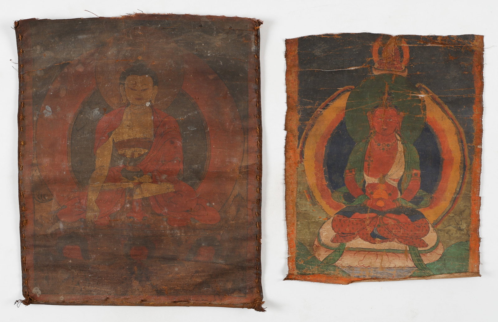 2 Himalayan Buddhist Painted Cloth Icons, Tibet or Sino-Tibetan, 18th/19th Century (1 of 4)