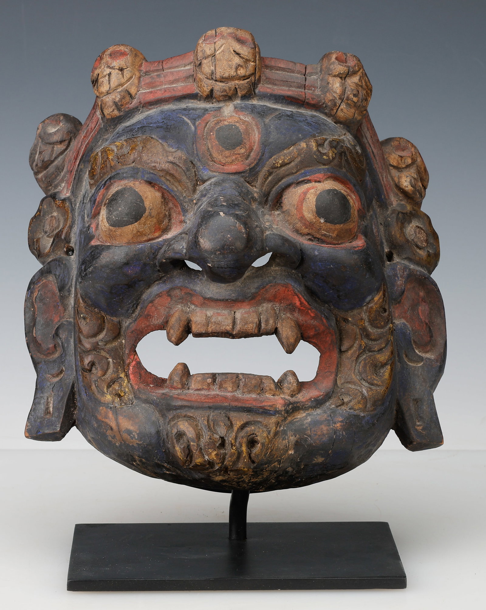 Antique Tibetan Black Hat Karmapa Tantric Mask of Mahakala (1 of 4)