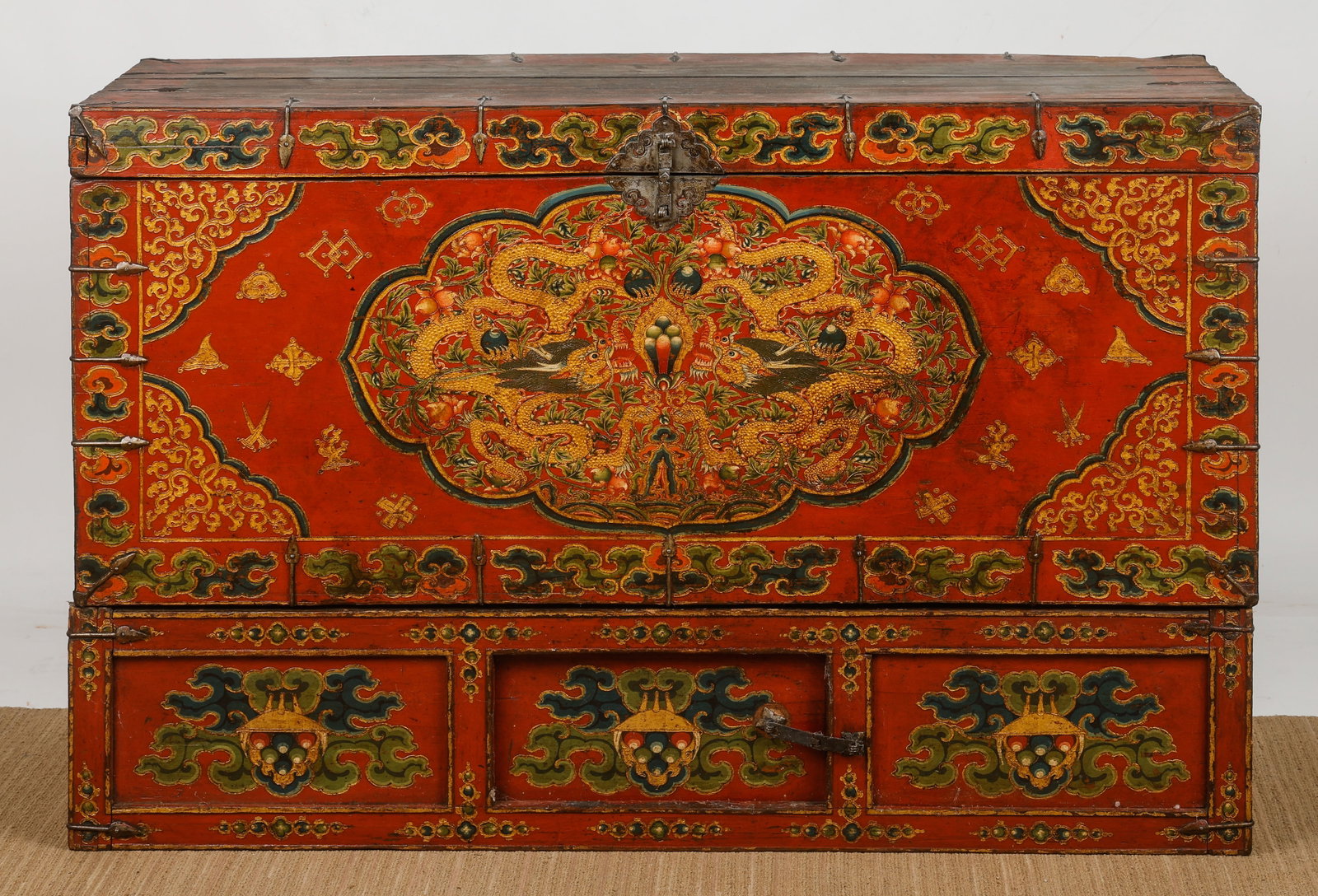 Antique Tibetan Painted Chest, 18th/19th C. (1 of 5)