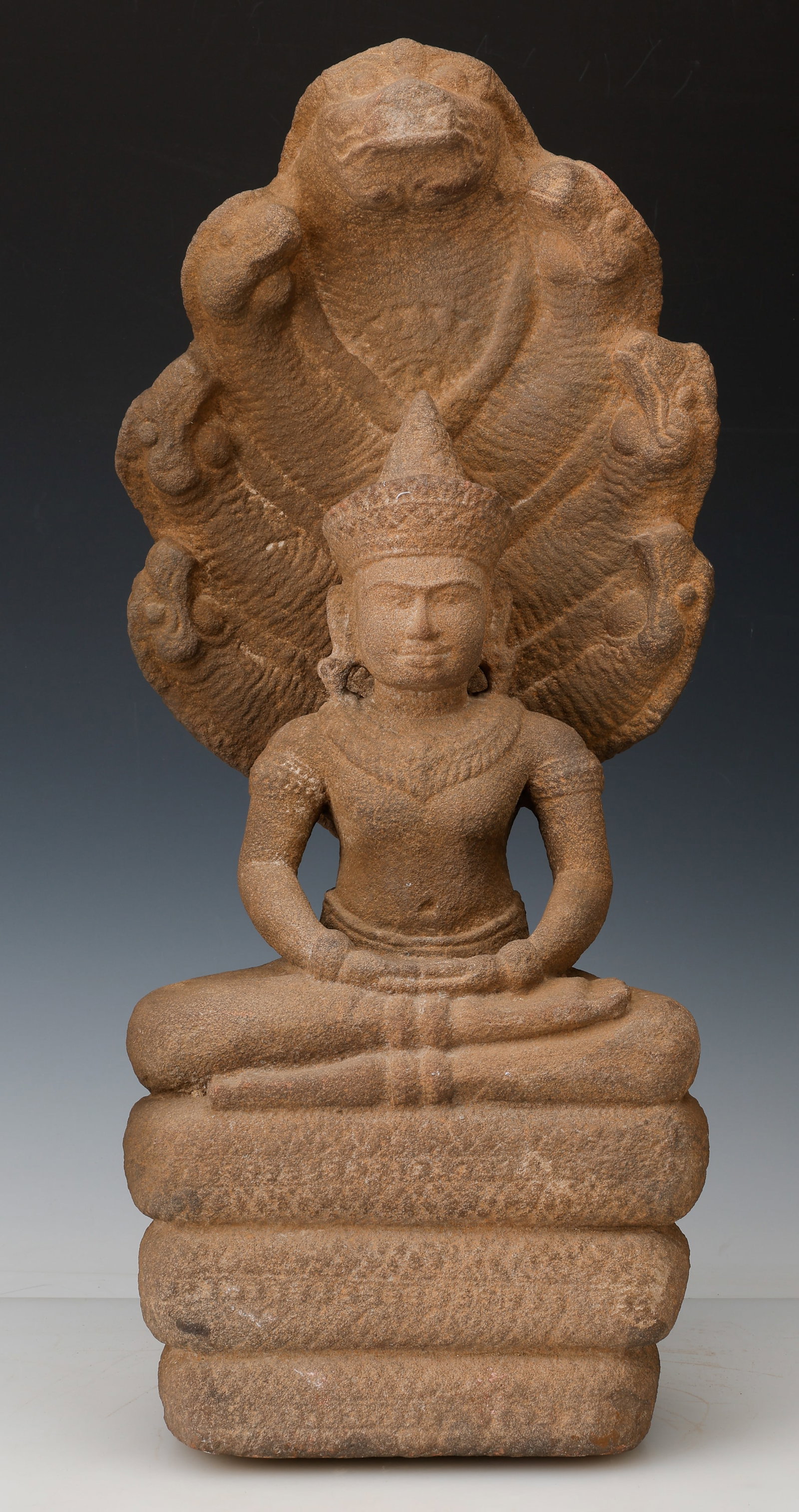 Khmer Sandstone Figure of Buddha Muchalinda, 12th-13th C. (1 of 4)