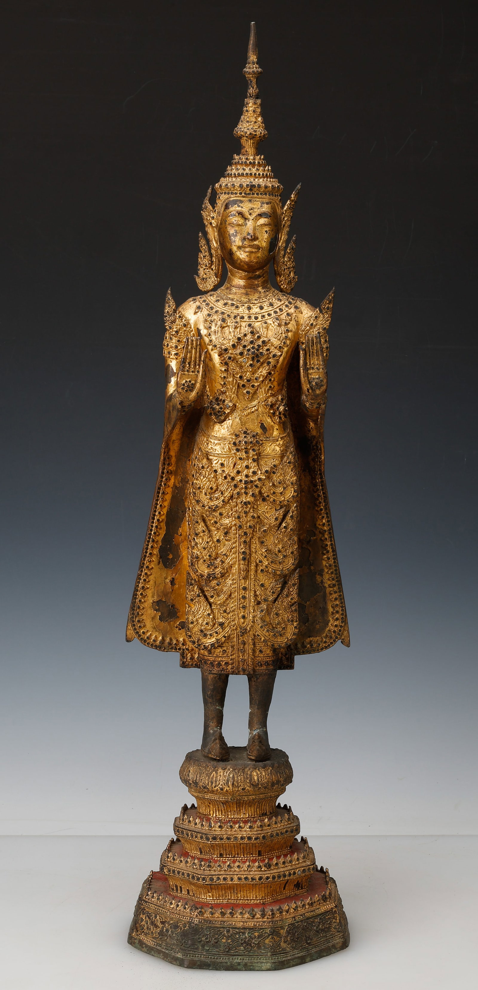 Thai Gilded Bronze Figure of Buddha, 19th C. H: 27" (1 of 5)