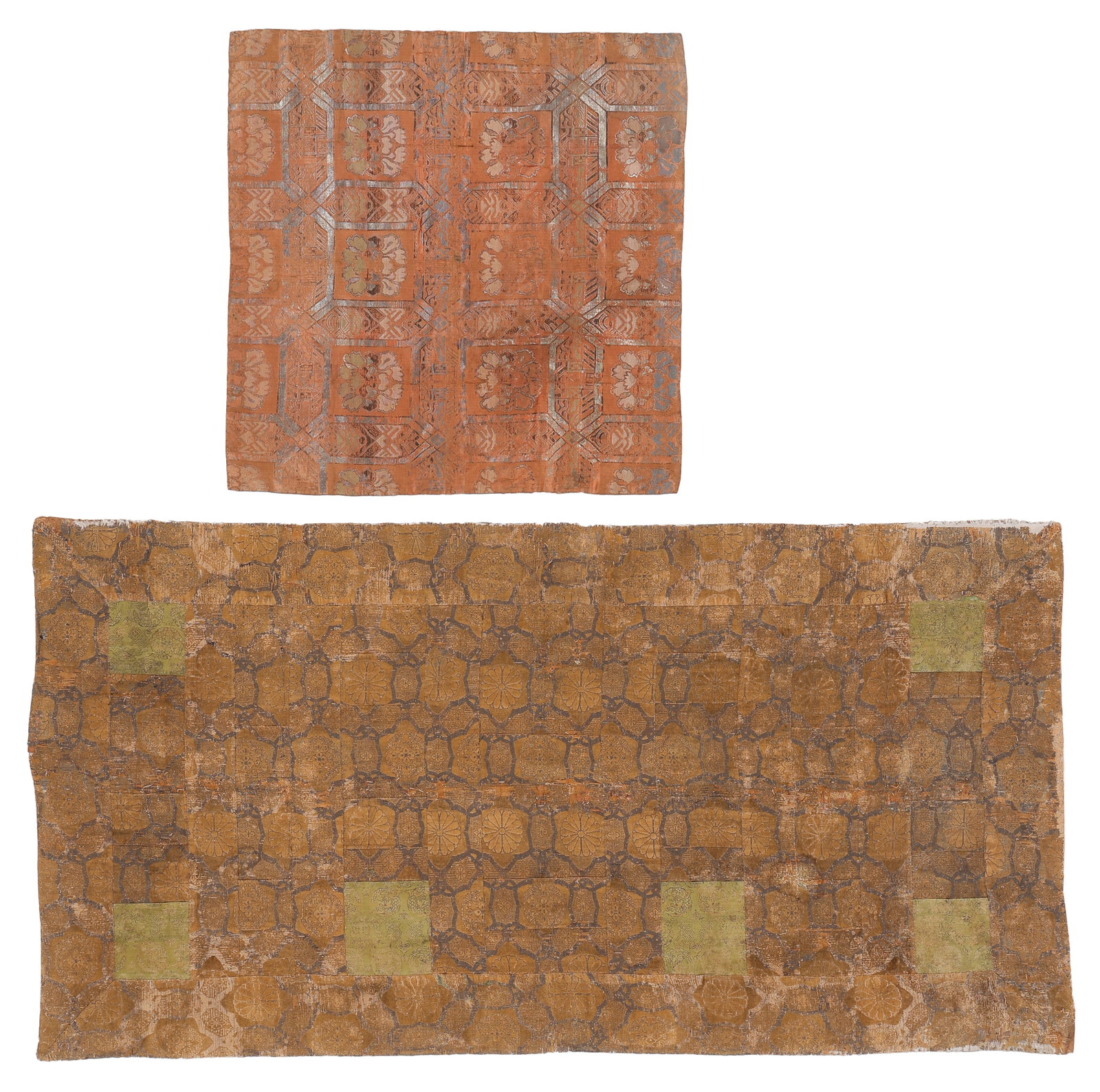 Japanese Silk Brocade and Kinran Kesi and Fragment, 18th C. (1 of 4)