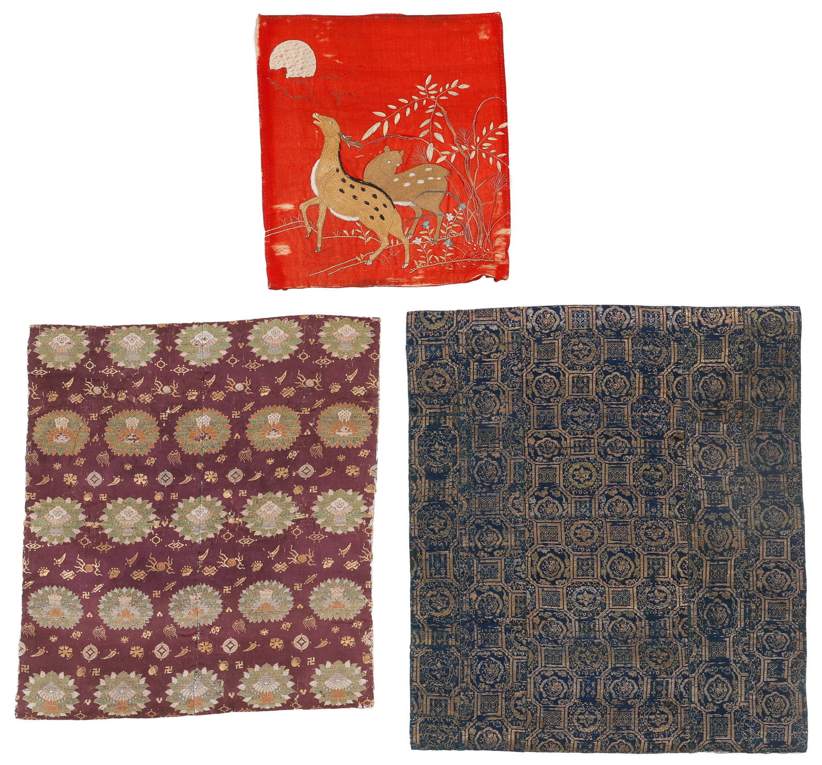 Japanese Brocade Panels and Embroidery of Deer, 18th/19th C. (1 of 4)