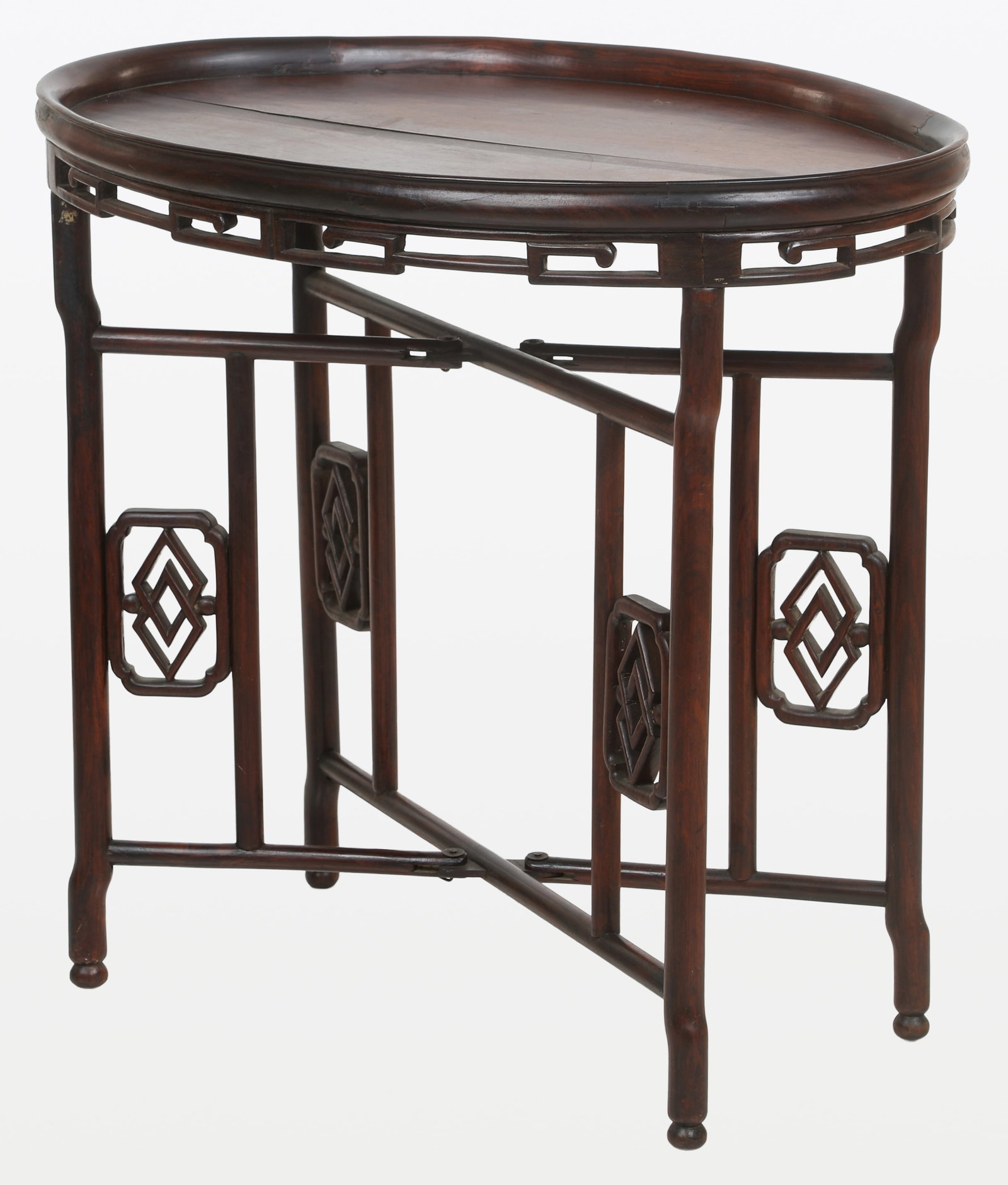 Rare Oval Chinese Hardwood Side Table, 19th century (1 of 7)