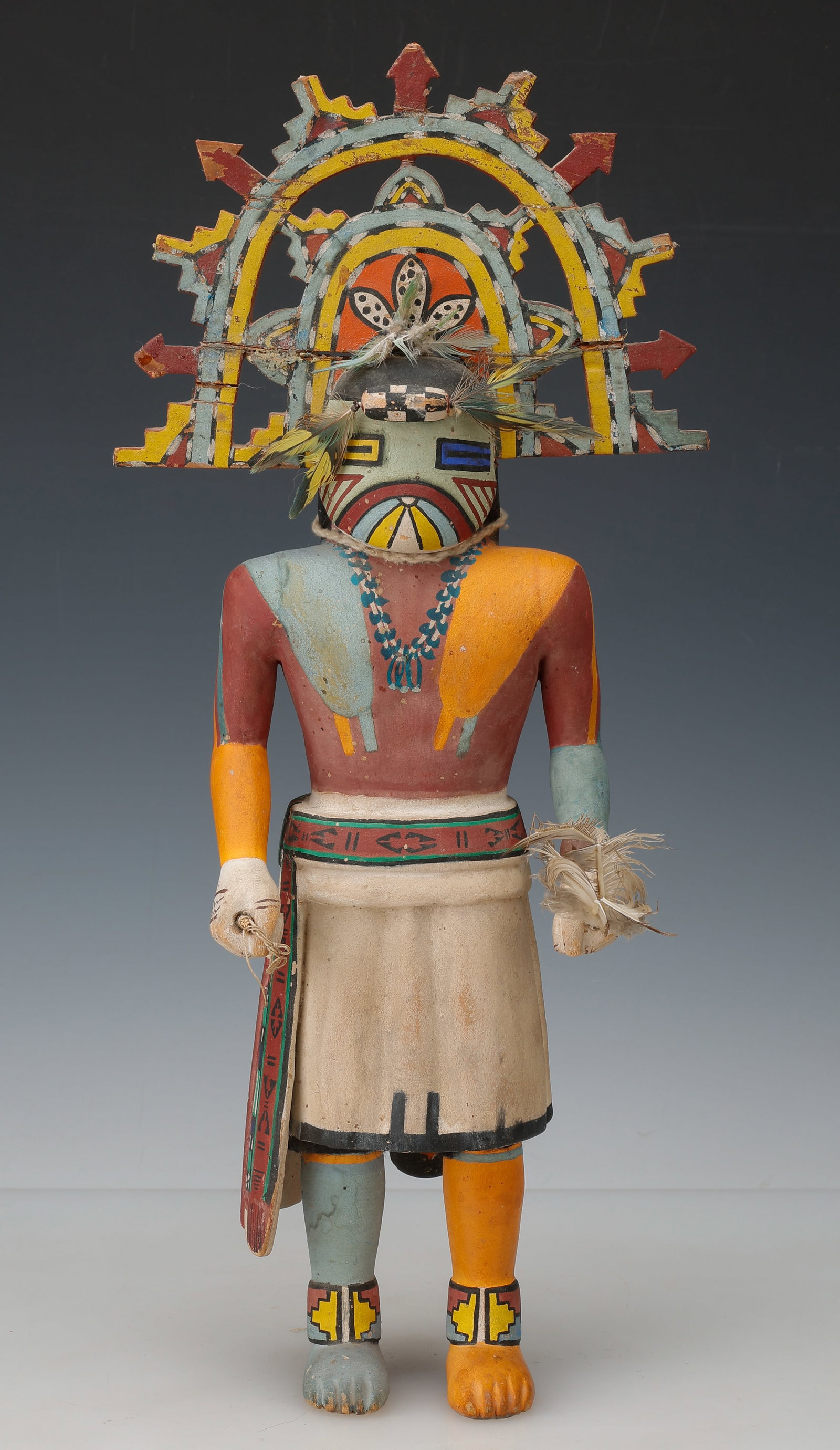 Large Hopi Sunface Katsina Doll With Tableta Headdress, C. 1950, H: 18.5" (1 of 5)
