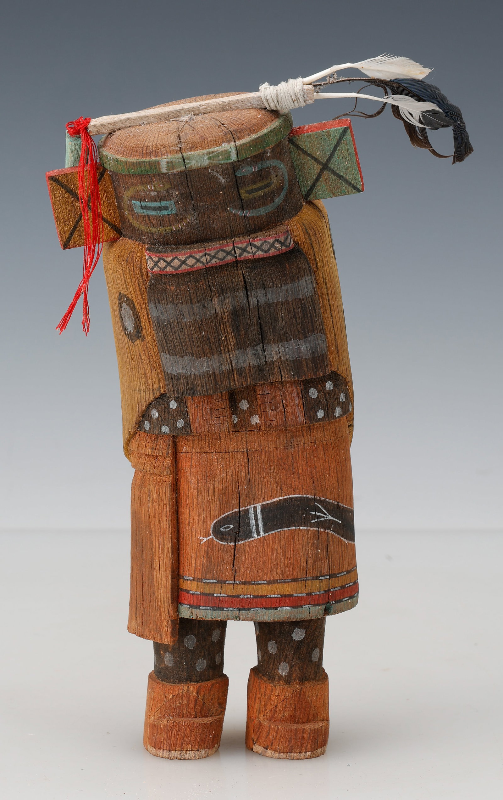 Hopi Painted Kachina Doll With Serpent Motif, H: 9" (1 of 5)