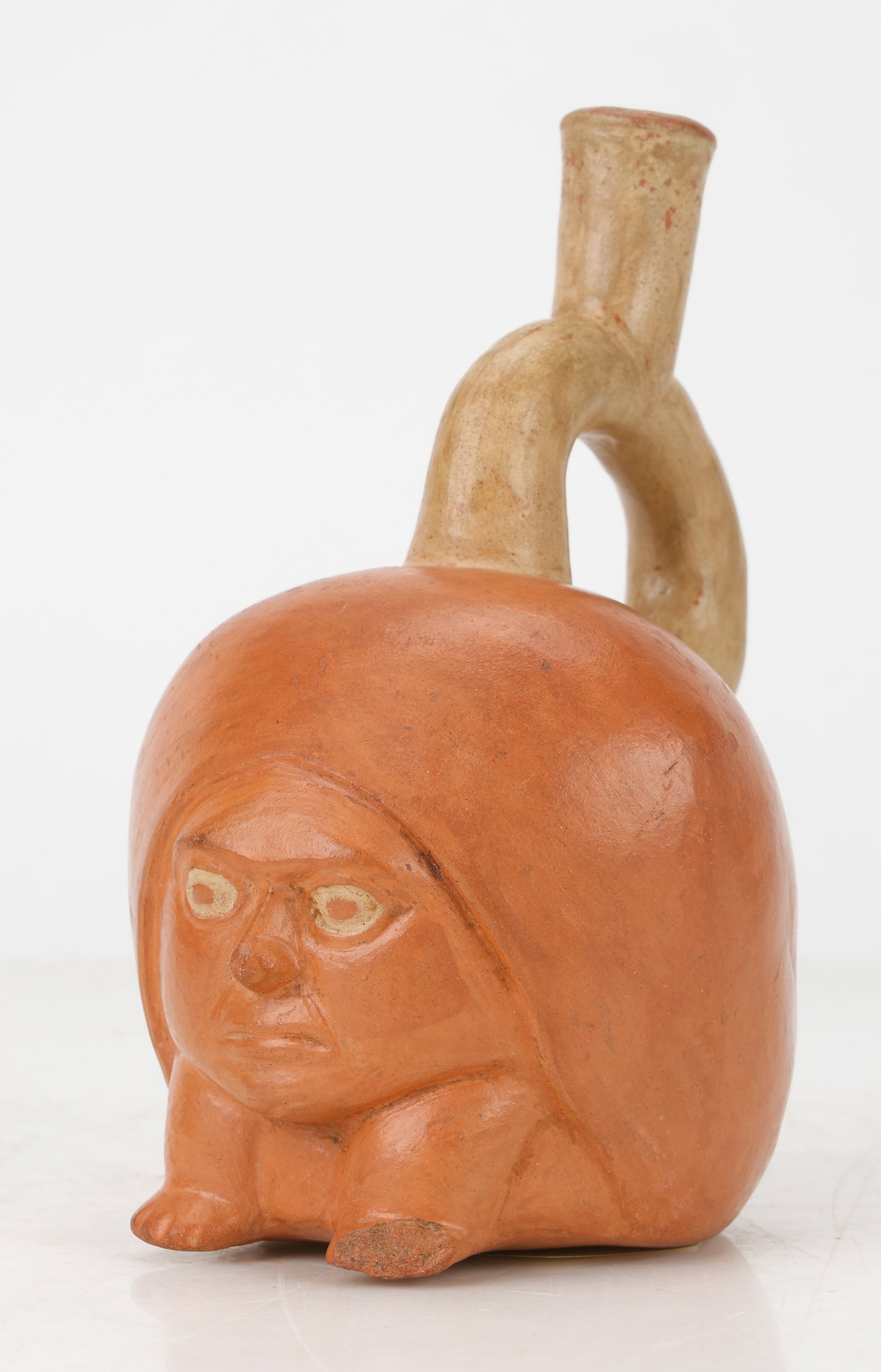 Pre-Columbian Chancay Or Moche Redware Stirrup-Spout Figural Vessel, H: 7.5" (1 of 6)