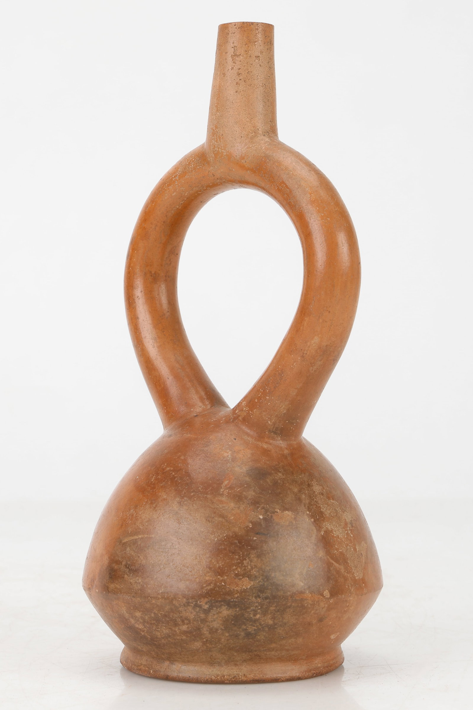 Pre-Columbian Redware Stirrup-Spout Bottle, H: 9" (1 of 7)