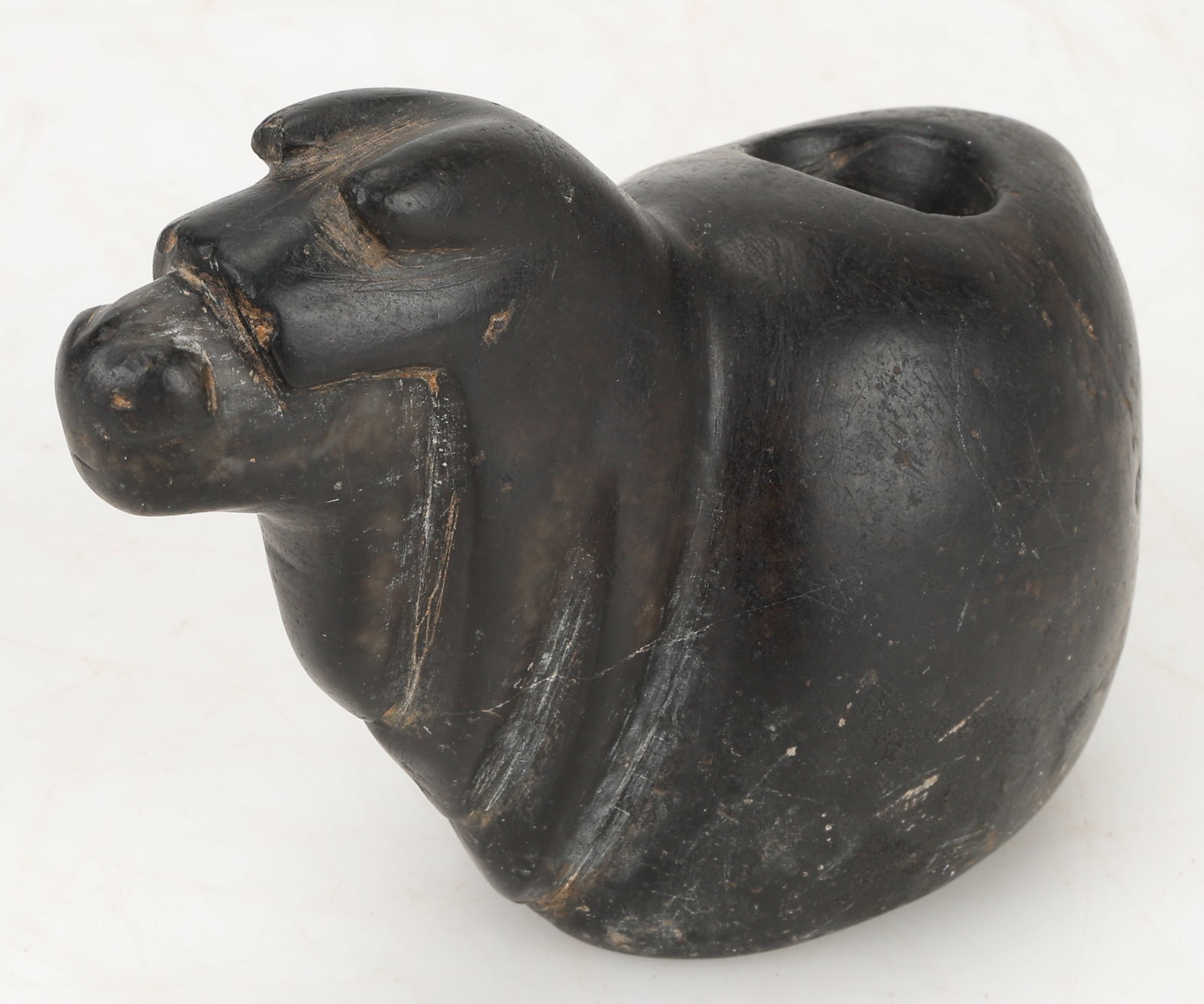 Pre-Columbian Black Stone Llama-Form Canopa, L: 4.5" (1 of 7)