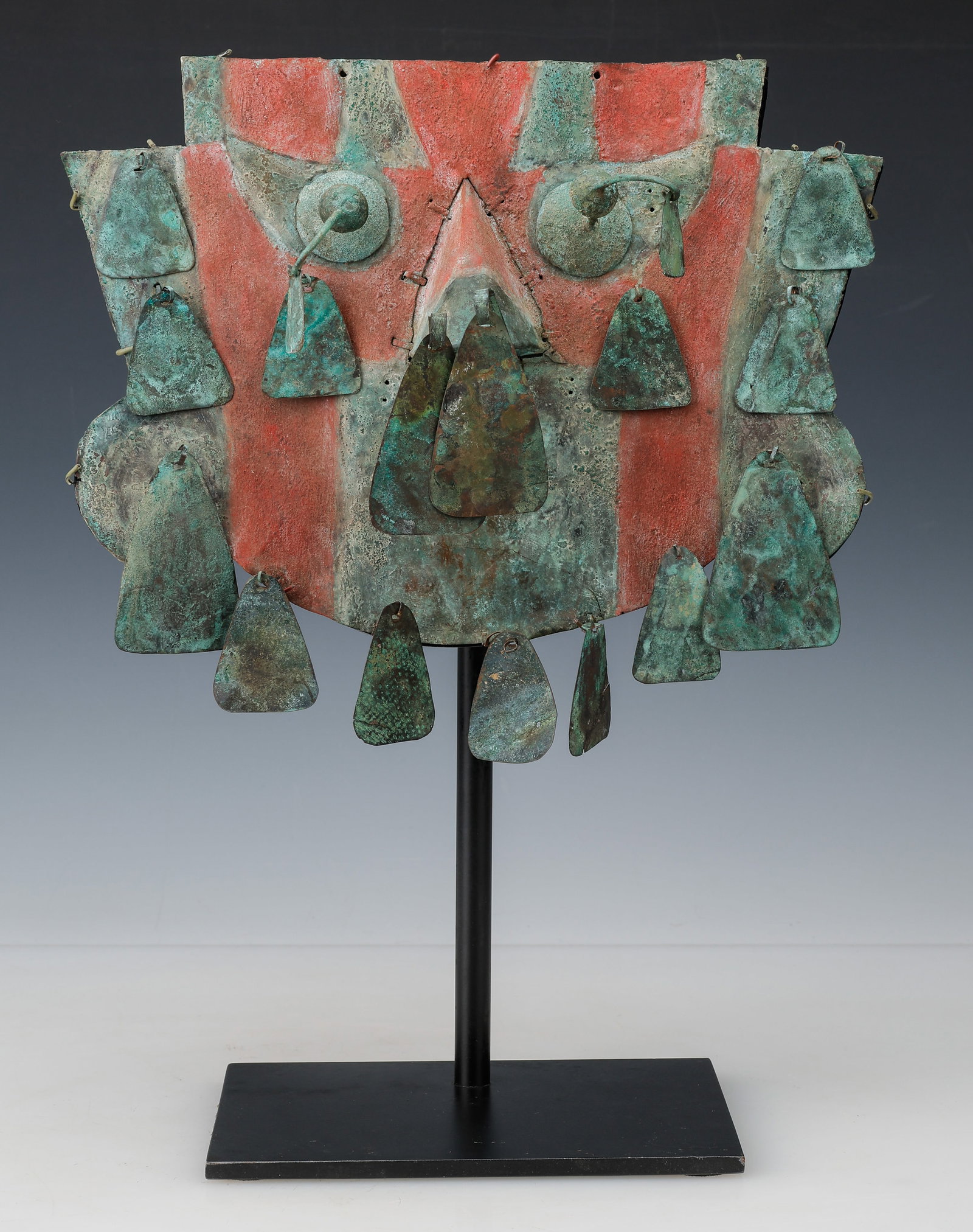 Pre-Columbian Sican Painted Copper Mask with Dangling Tears (1 of 3)