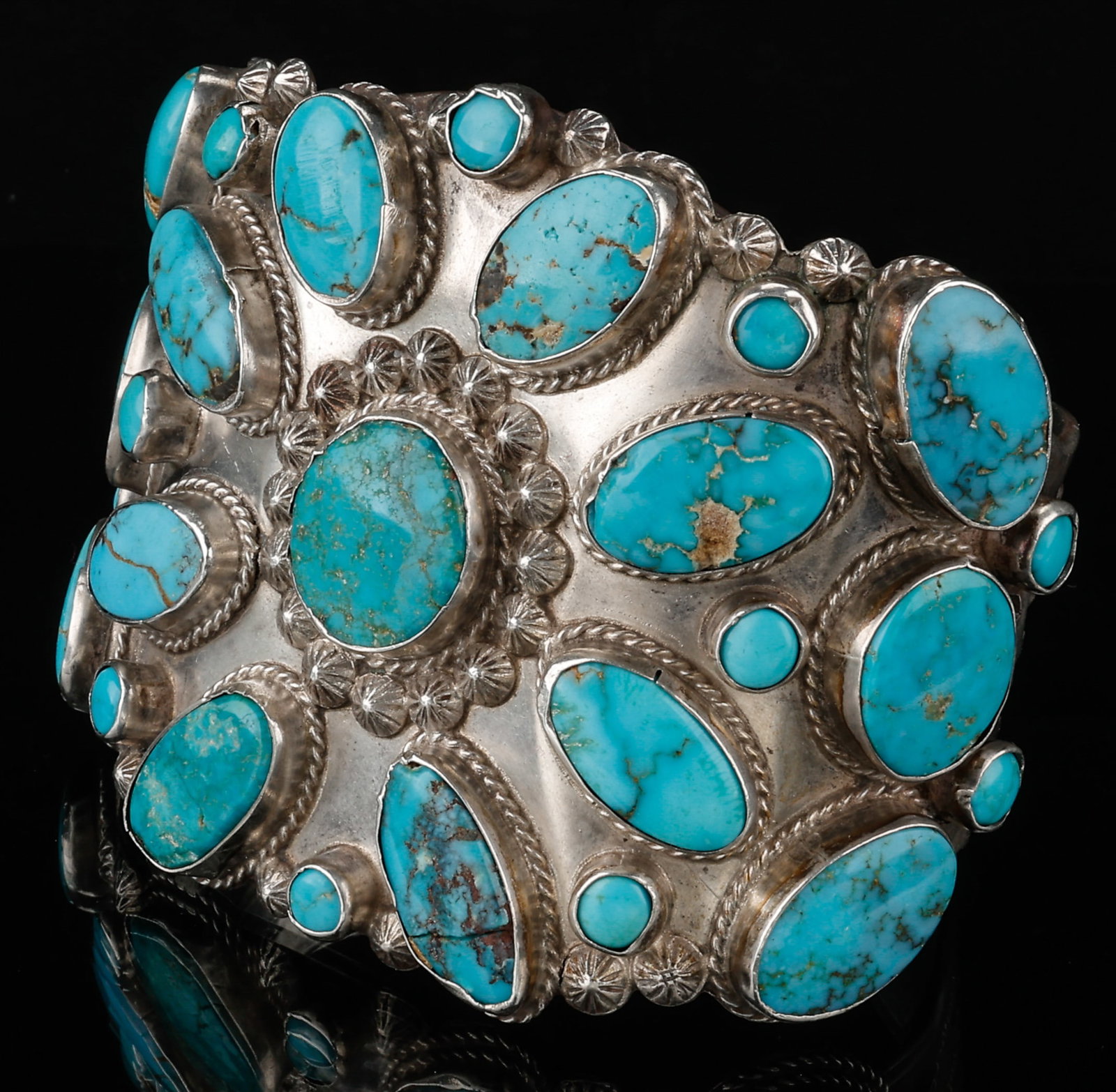 Navajo Silver And Turquoise Cuff Bracelet (1 of 5)
