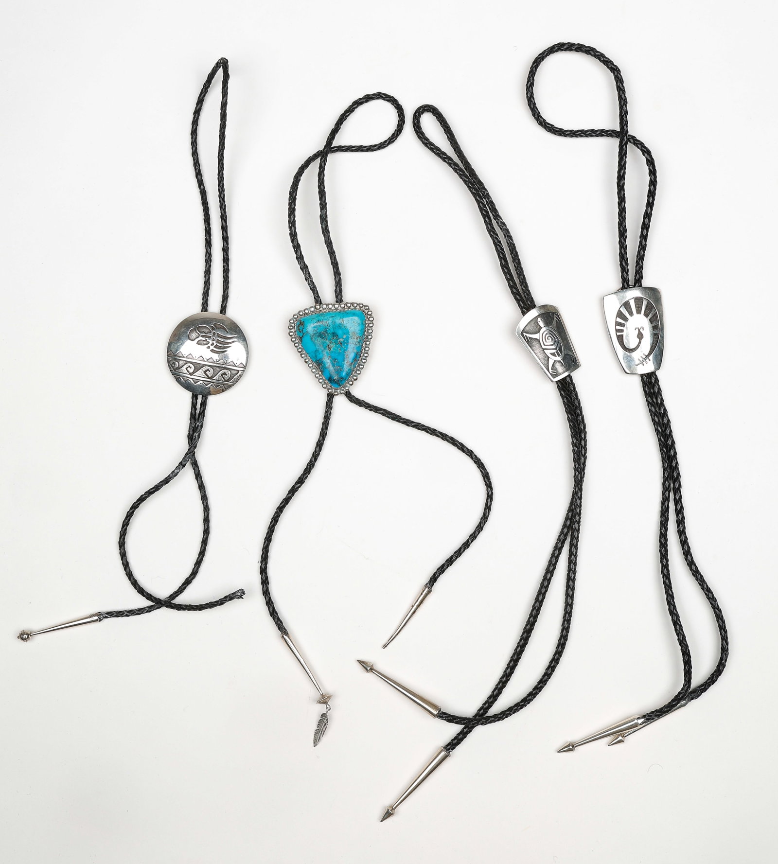 4 Hopi Silver Bolo Ties, Total Weight: 227g (1 of 6)
