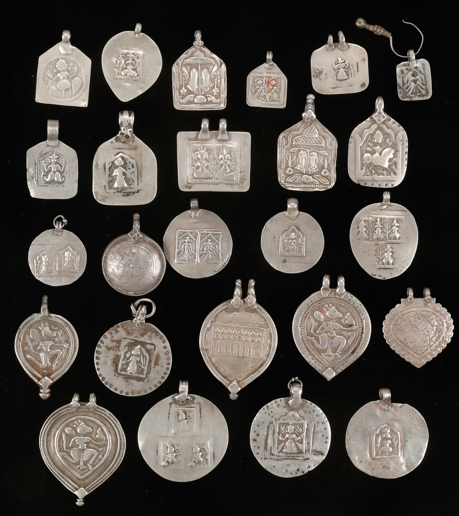 25 Vintage Silver Amulet Pendants, Rajahstan, India (1 of 4)