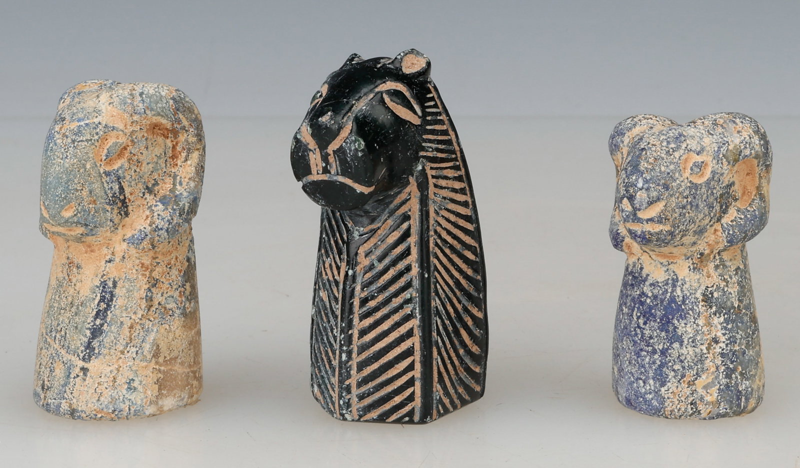 3 Mesopotamian Pre-Dynastic Uruk Stone Game Pieces, H: 1.5"-2" (1 of 5)