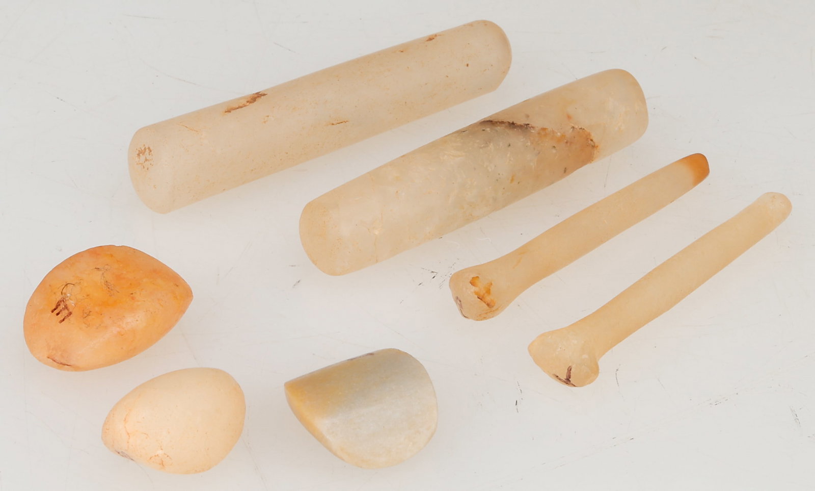 7 Neolithic North African Crystal Ear Plugs, L: .5" - 2" (1 of 5)