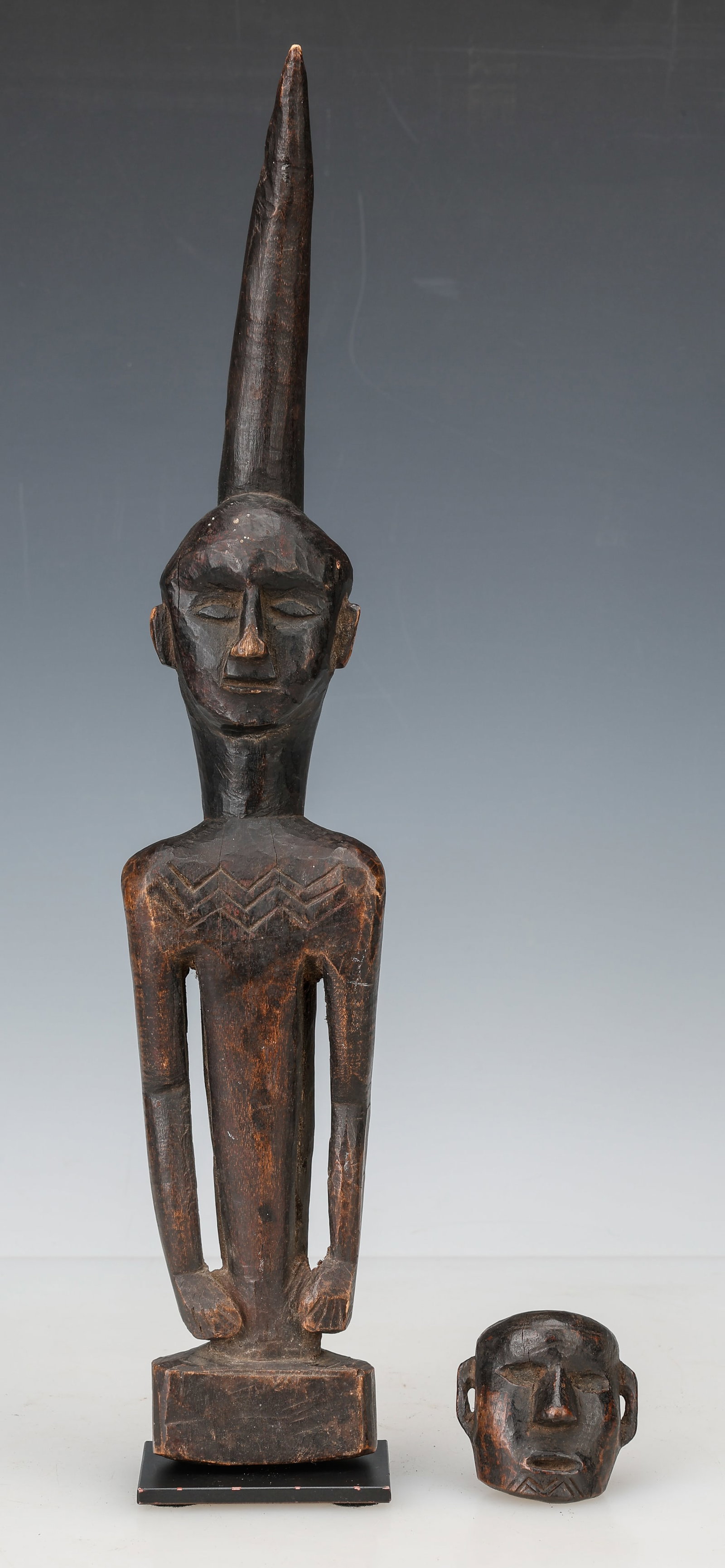Konyak Trophy Head Pendant and Small Figure, Nagaland/NE India (1 of 5)