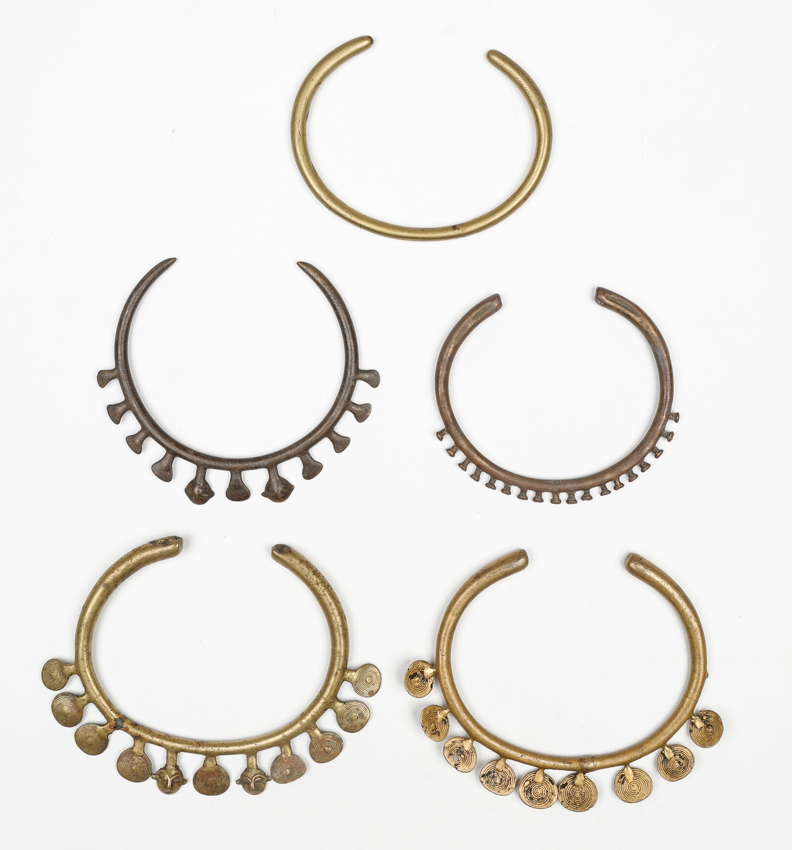 5 Naga Brass Neck Torques, Northern India (1 of 5)