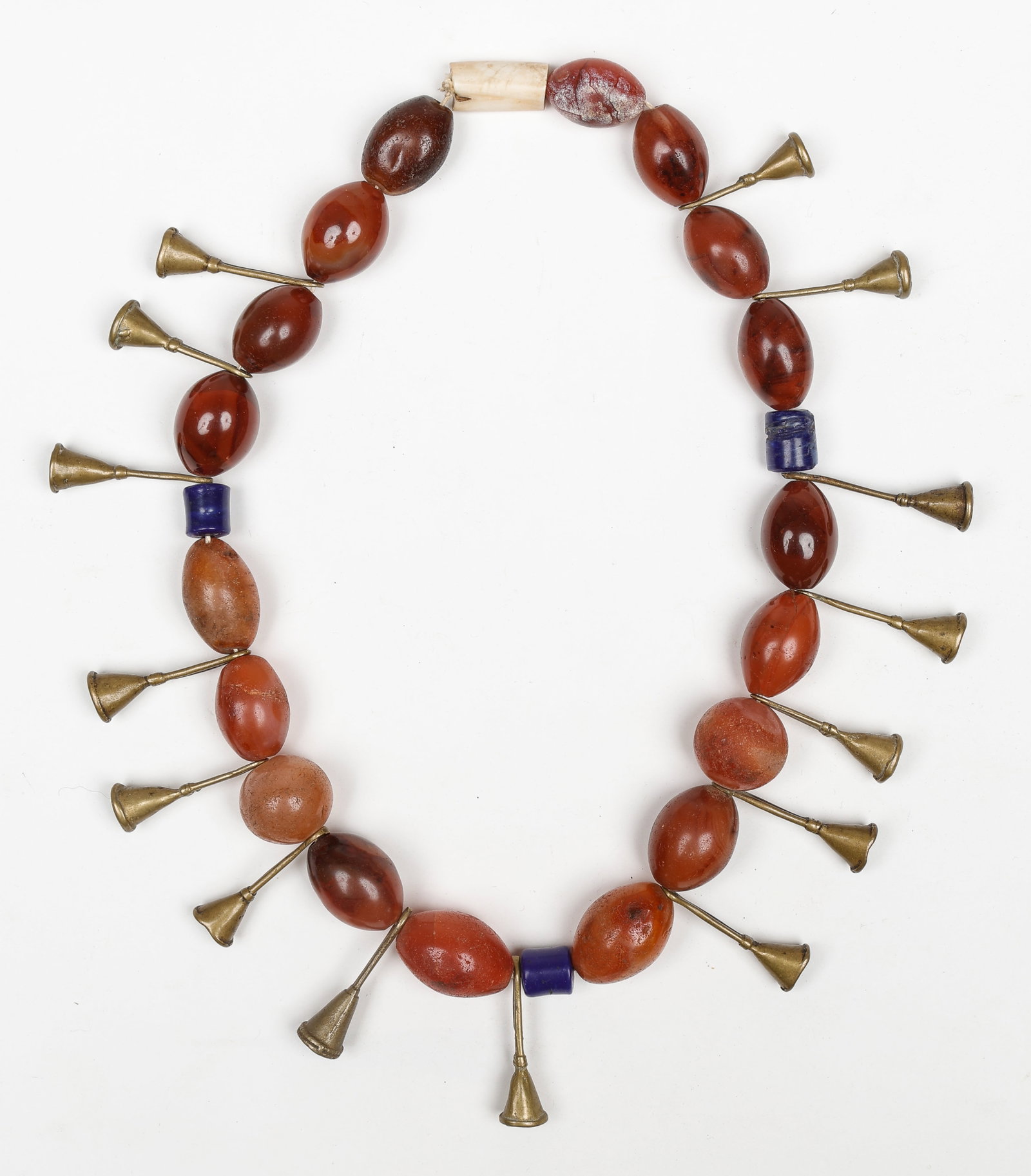 Ao Naga Carnelian and Brass Bugle Necklace Strand, Nagaland, NE India (1 of 4)