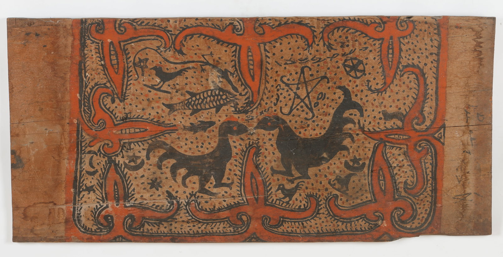 Antique Painted Wood House Panel, Sumatra, Indonesia, 51.5'' x 24.25 (1 of 3)