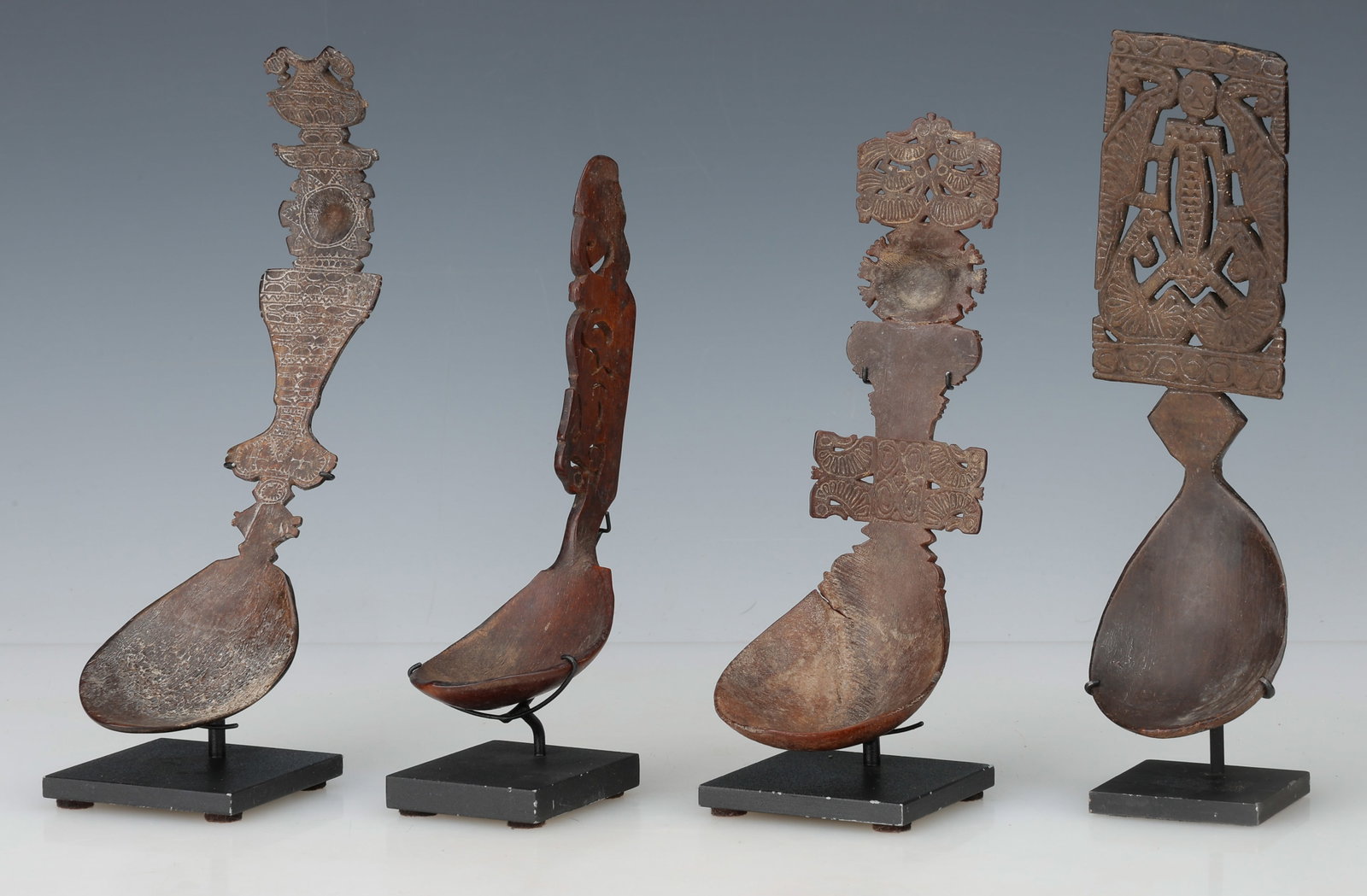 4 Antique Indonesian Ceremonial Spoons, Timor, L: 6"-8" (1 of 5)