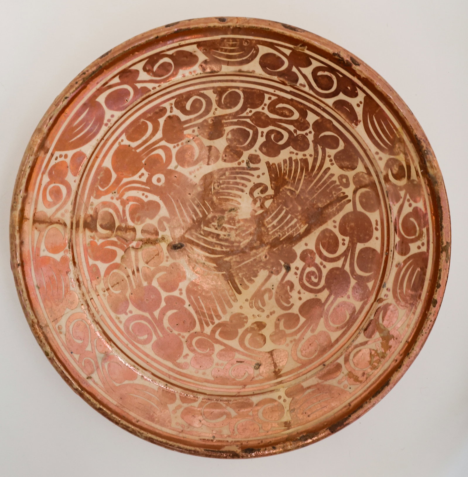 18th-C. Hispano-Moresque Lustreware Dish, Manises, Valencia, Spain, Diam: 13.5" (1 of 3)