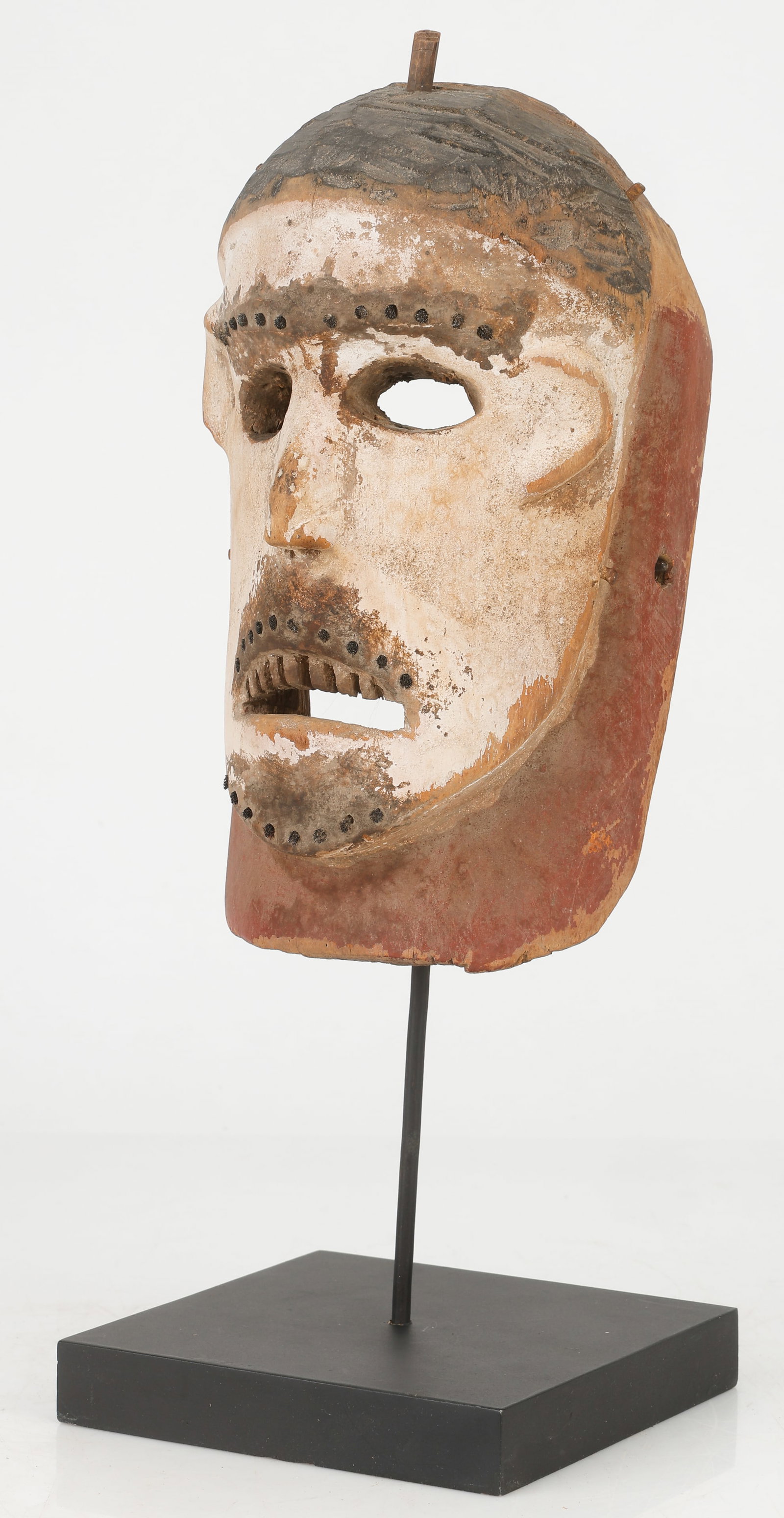African Makua Mask, Tanzania, Estate of Edward Albee: African Makua Mask, Tanzania. Carved wood, pigment. With stand. Size: 10'' x 5.5'' x 4'' (25 x 14 x 10 cm); Height On Stand: 16" (41 cm). Provenance: Property from the Estate of Pulitzer