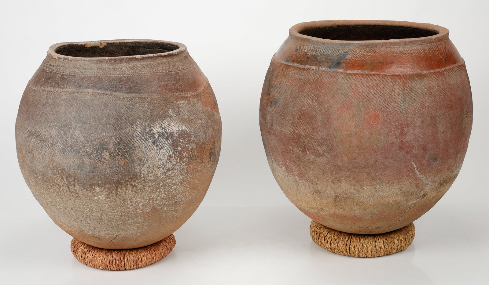 2 Large African Earthenware Storage Vessels, H: 19"-20" (1 of 3)