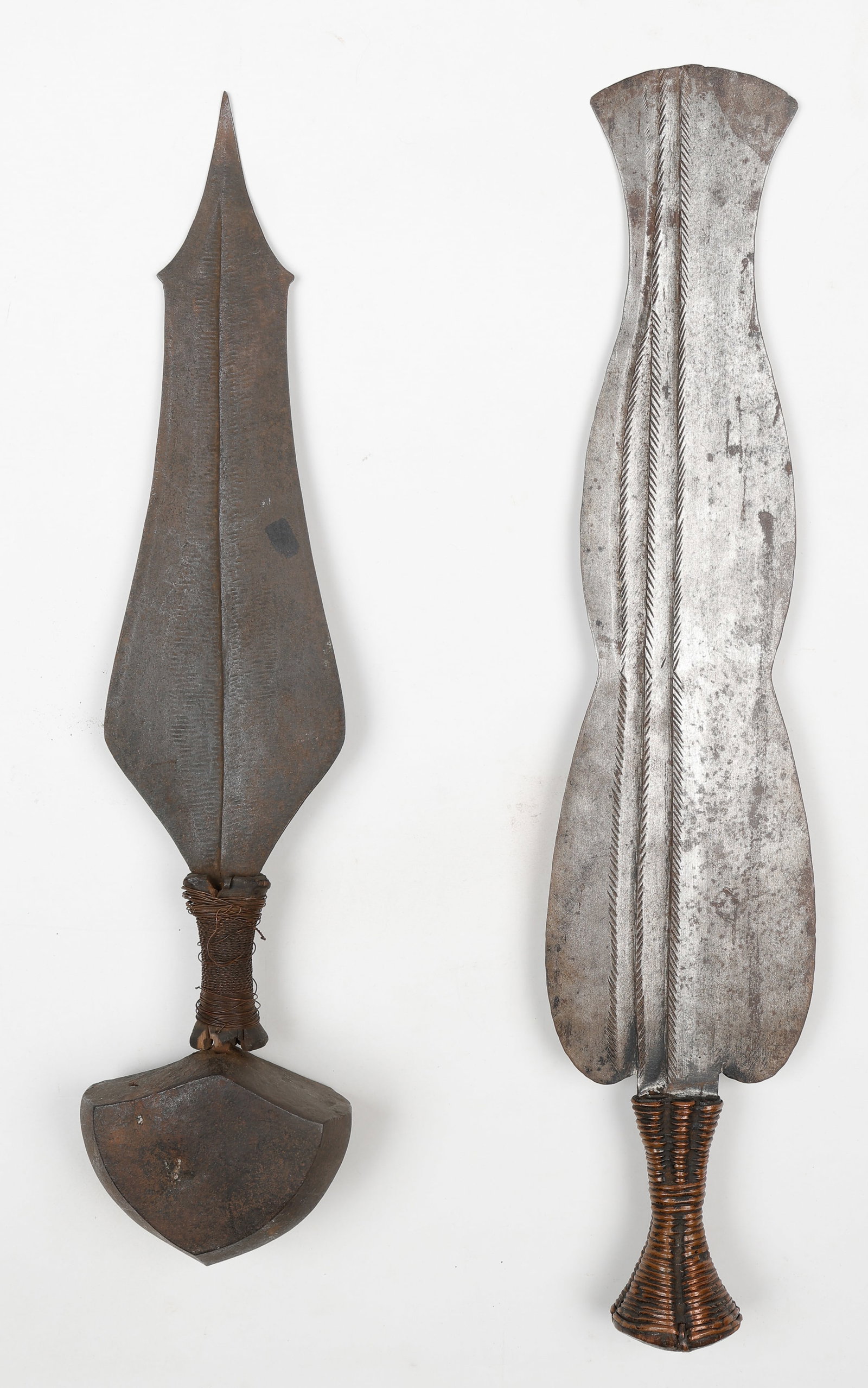 2 Central African Prestige Blades, Probably Mangbetu / Zande Peoples, DRC, Late 19th-Early 20th C. (1 of 3)