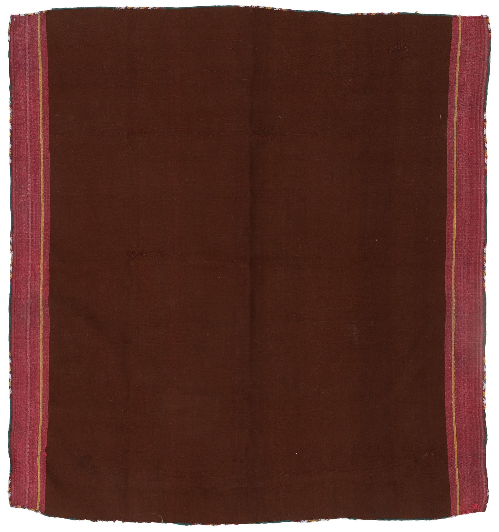 Aymara Men's Llacota, Soutern Altiplano, South Lake Poopo, Dept. of Potosi, 16th C.: Aymara Men's Llacota, Soutern Altiplano, South Lake Poopo, Dept. of Potosi, 16th C. Size: 3'8'' x 3'10'' (112 x 117 cm). This style of llacota is a one-piece cloth, a wide chocolate brown ground, pamp