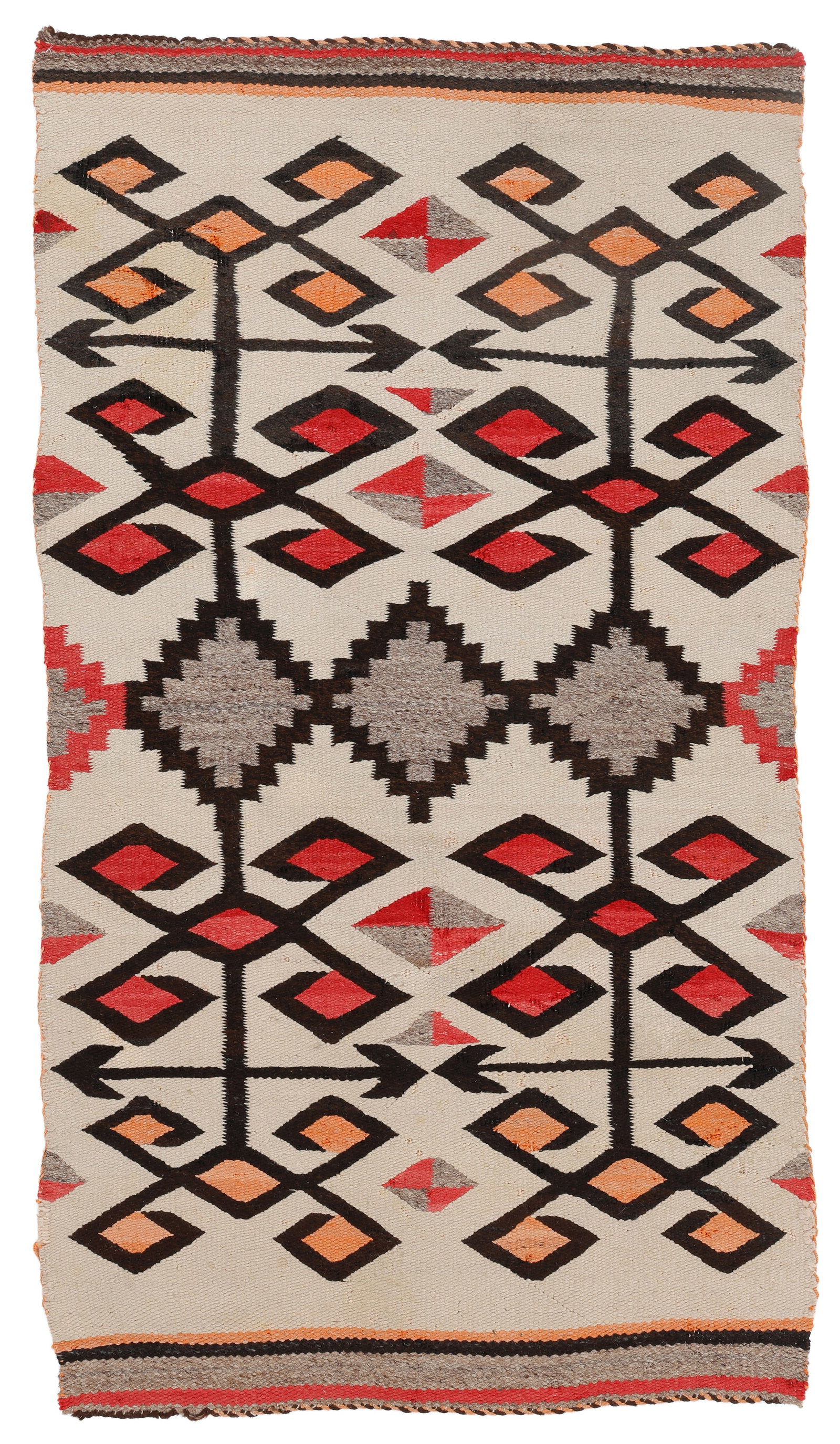 Navajo Rug, Mid 20th C.: Navajo Rug, Mid 20th C., 2'7'' x 4'6'' (79 x 137 cm). Weight: 3 lbs. Wool. Tree-of-life style weaving, resembling designs produced in the Western Reservation/Burntwater-Chinle sphere.