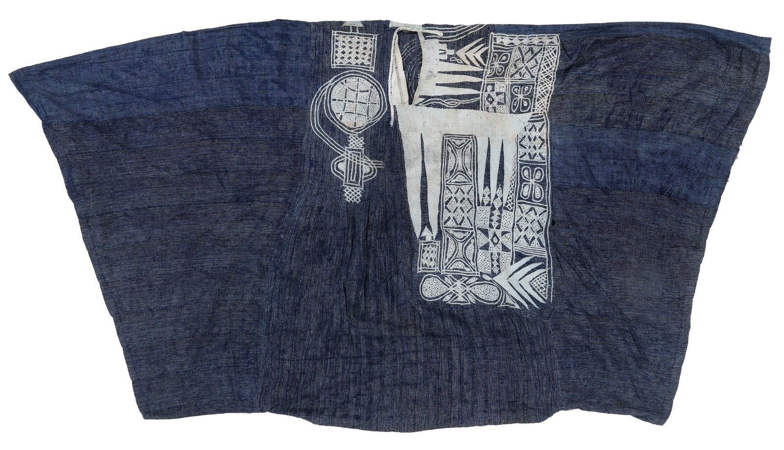 Yoruba Hausa Men's Agbada Tunic, Nigeria, Mid 20th C.: Yoruba Hausa Men's Agbada Tunic, Nigeria, Mid 20th C. Size: 7'7'' x 4'1'' (231 x 124 cm). Indigo-dyed, handwoven strip woven cotton with embroidery. Provenance: acquired from Fakeye family, Ibadan, Oy