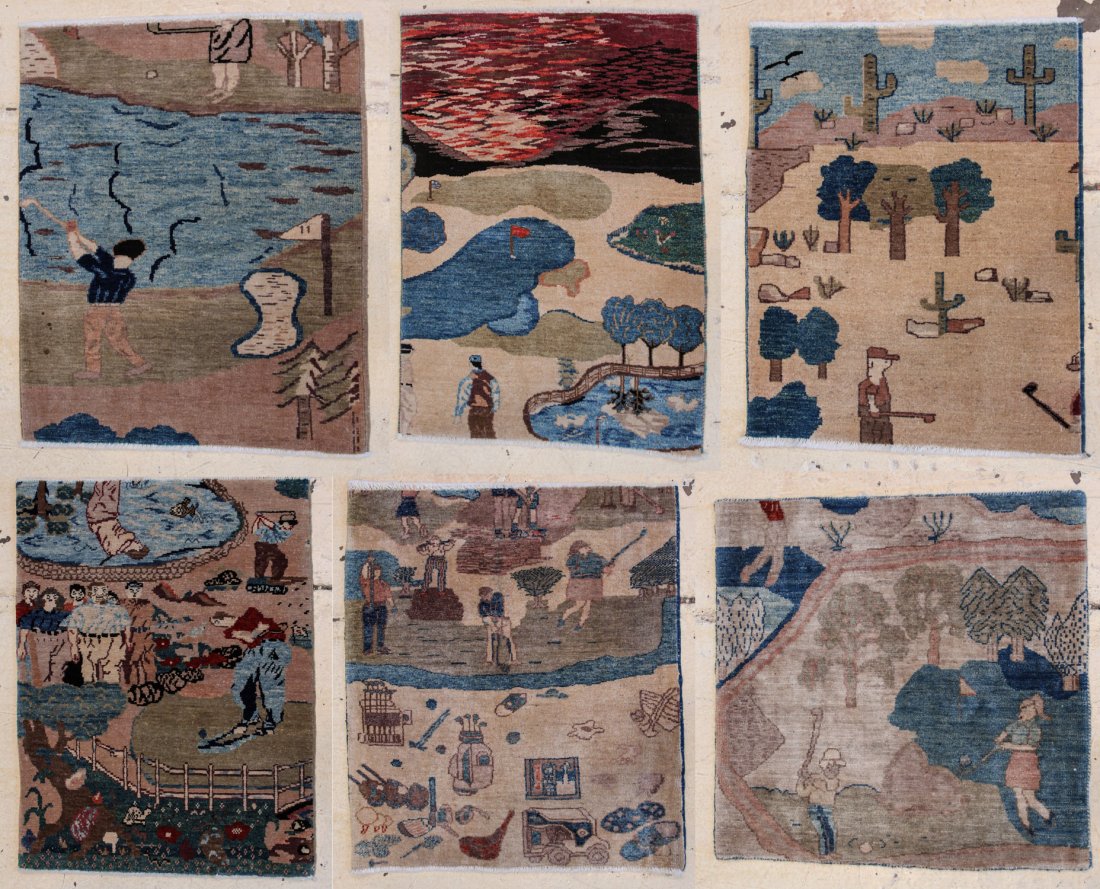Six Handwoven Golf Rugs