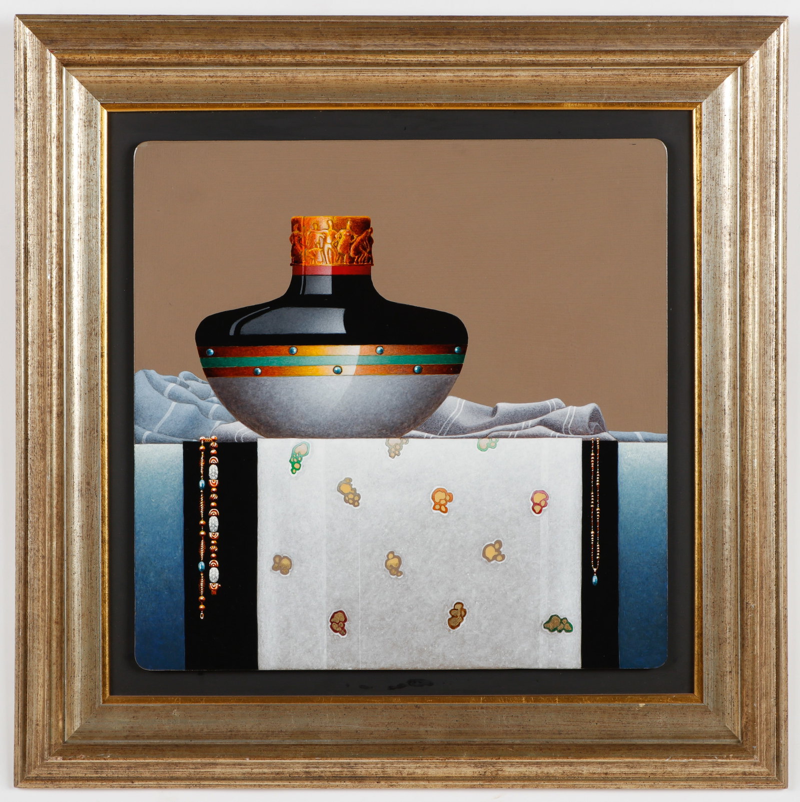 Emilcar Similien "Simil" (Haitian/Haiti) Still Life, Circa 1990: Emilcar Similien "Simil" (Haitian, b. 1944) Still Life, circa 1990, oil on wood. Framed. Size: 17'' x 17'', 43 x 43 cm (board); 25'' x 25'', 64 x 64 cm (frame). Provenance: Pan American Projects (Miam