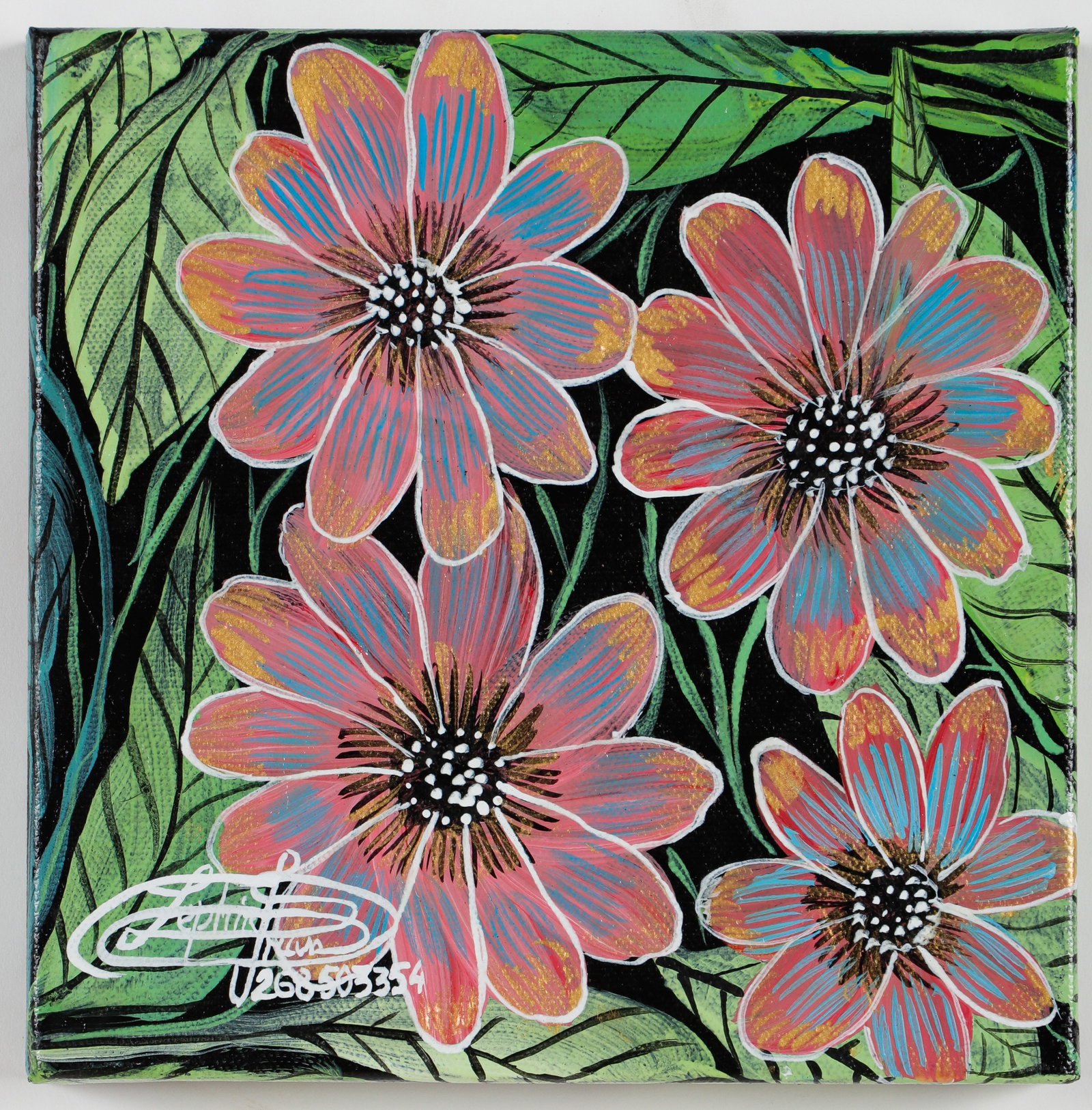 Frantz Zephirin (Haitian/Haiti) The Flower of Love, Circa 2024: Frantz Zephirin (Haitian, b. 1968) The Flower of Love, circa 2024, ??acrylic on canvas. Size: 8'' x 8'', 20 x 20 cm (stretcher). Provenance: ZG Gallery - Zephirin/Gianetta Gallery (Frank Gianetta).