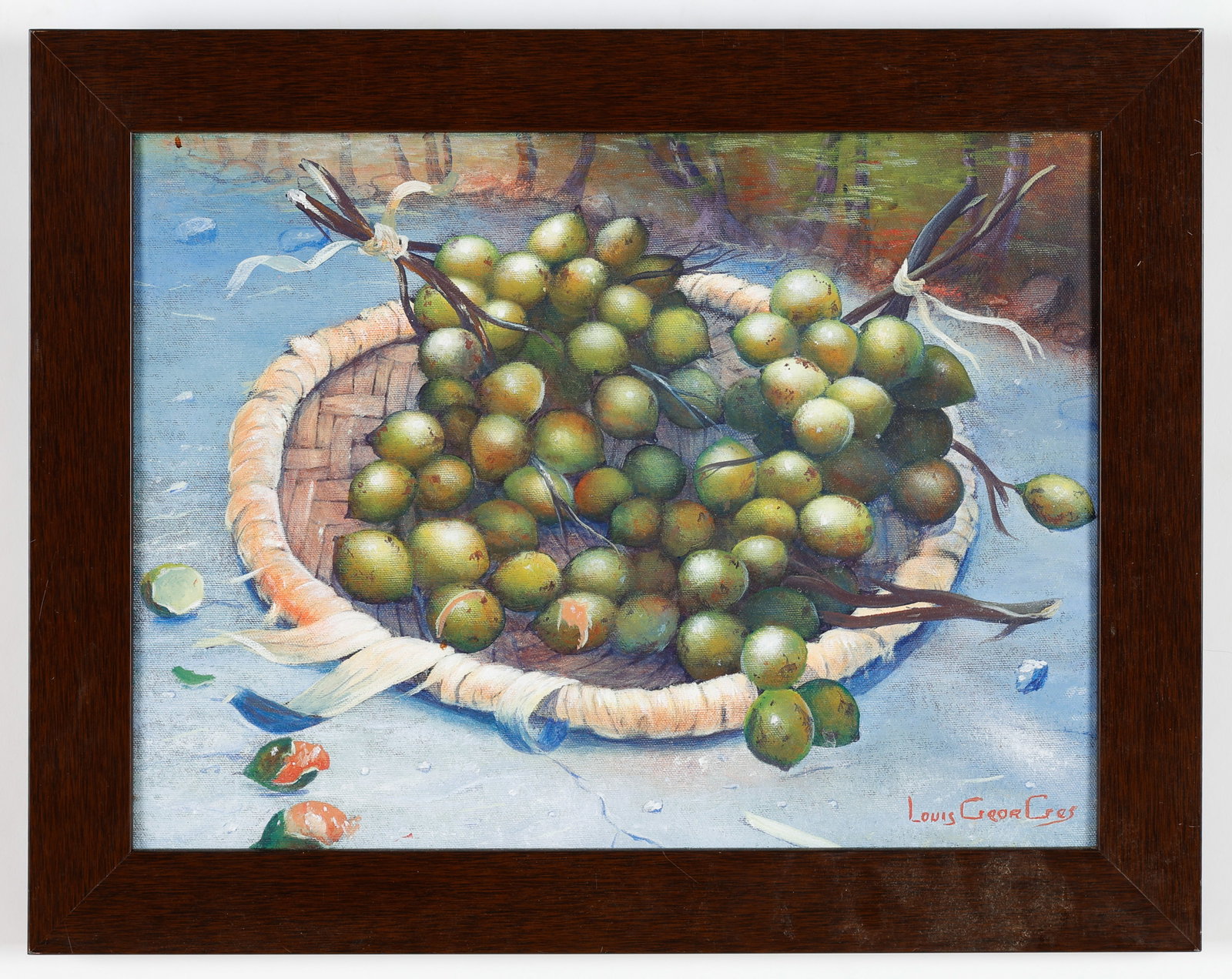 Louis Georges (Haitian/Haiti) Still Life: Louis Georges (Haitian, 20th c.) Still Life, oil on canvas. Framed. Size: 12'' x 16'', 30 x 41 cm (stretcher); 15.25'' x 19.25'', 39 x 49 cm (frame). Provenance: From the Collection of Beverly and Joh