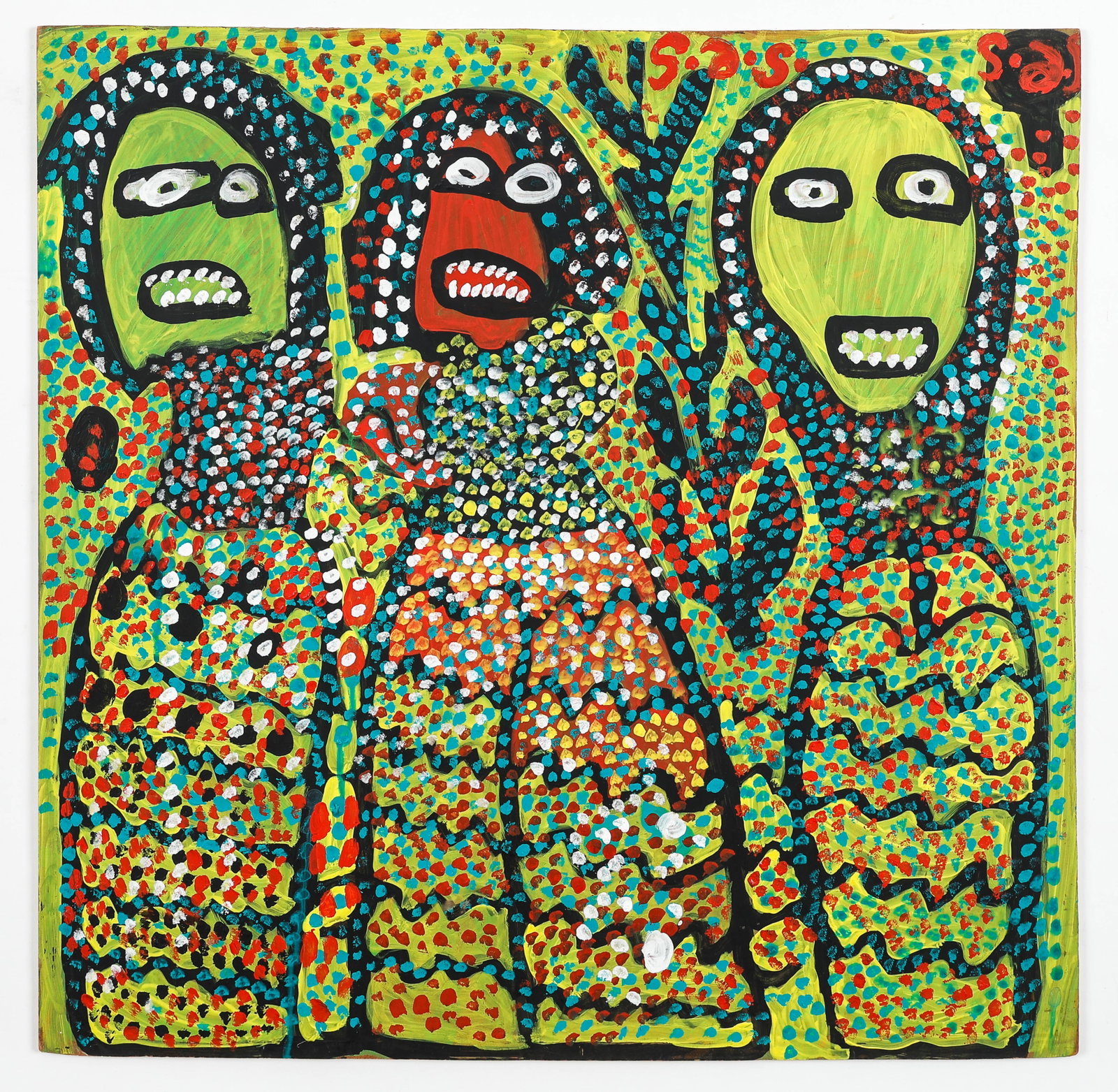 Saint-Jacques Smith (Haitian/Haiti) Three Loas, Circa 1970's: Saint-Jacques Smith (Haitian, 1943-2009) Three Loas, circa 1970's, oil on masonite board. Size: 24'' x 24'', 61 x 61 cm (board). Provenance: Josh Smith Collection.