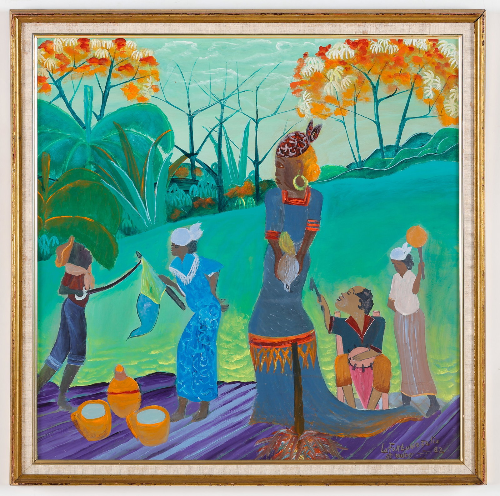 Felix LaFortune (Haitian/Haiti) Mambo With Orange Hair, Dated 1982 (1 of 3)