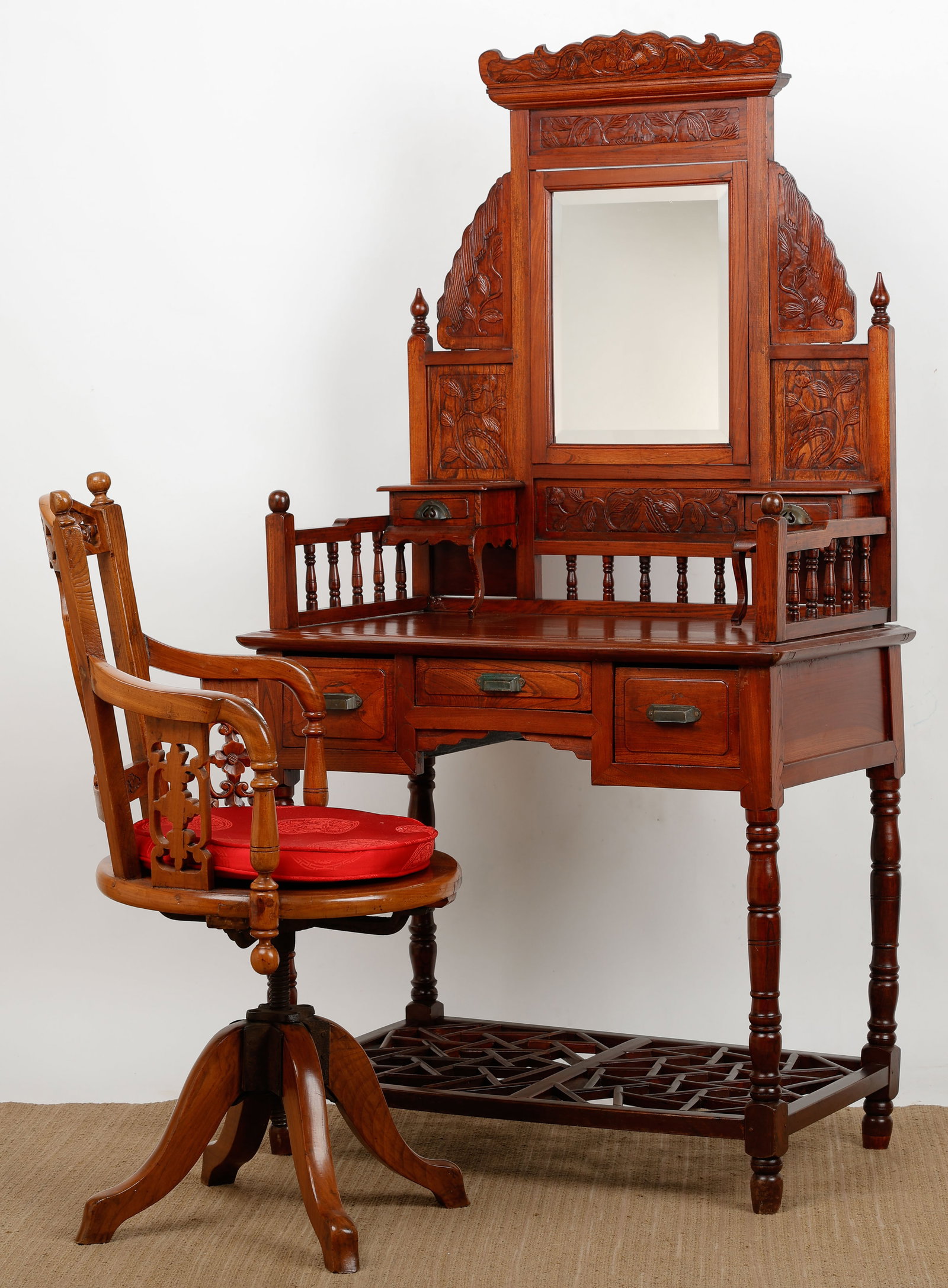 Chinese Dressing Table With Mirror And Chair (1 of 3)