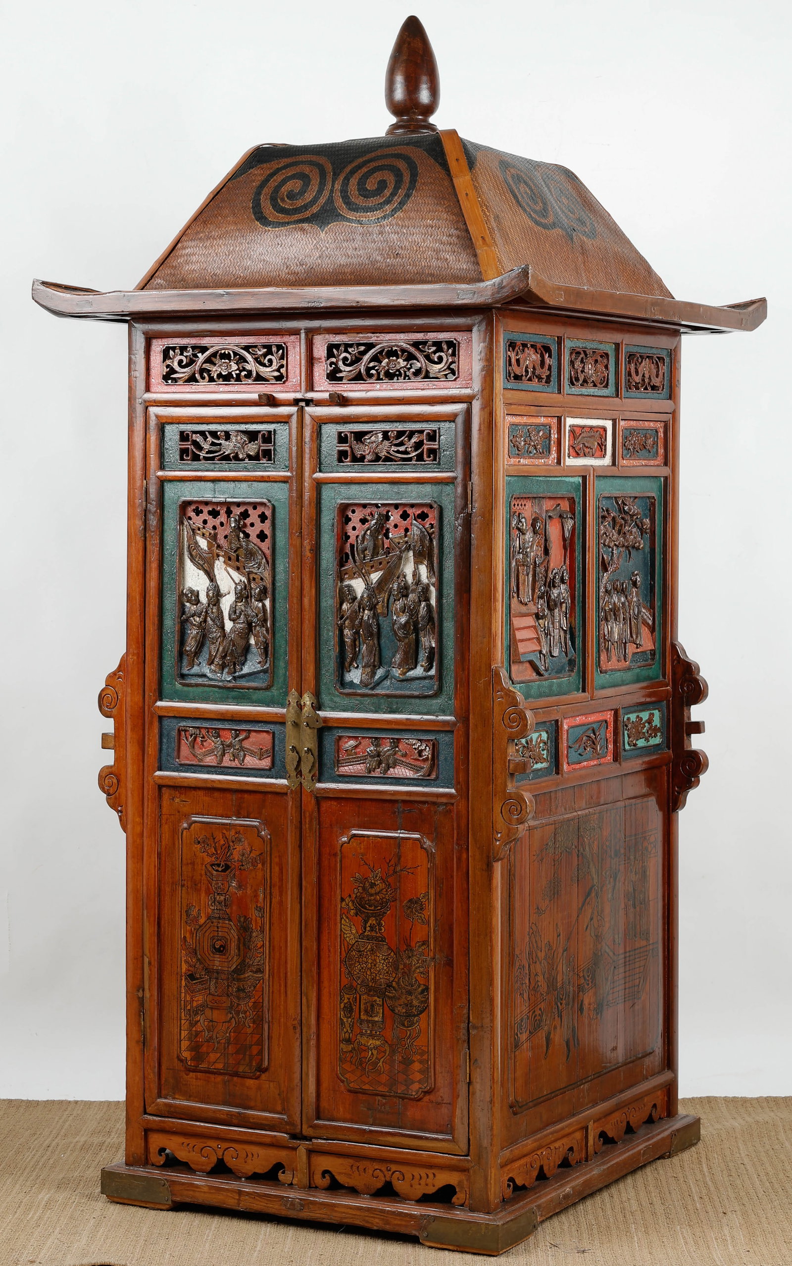 Chinese Lacquered Wood And Rattan Bridal Sedan (1 of 7)